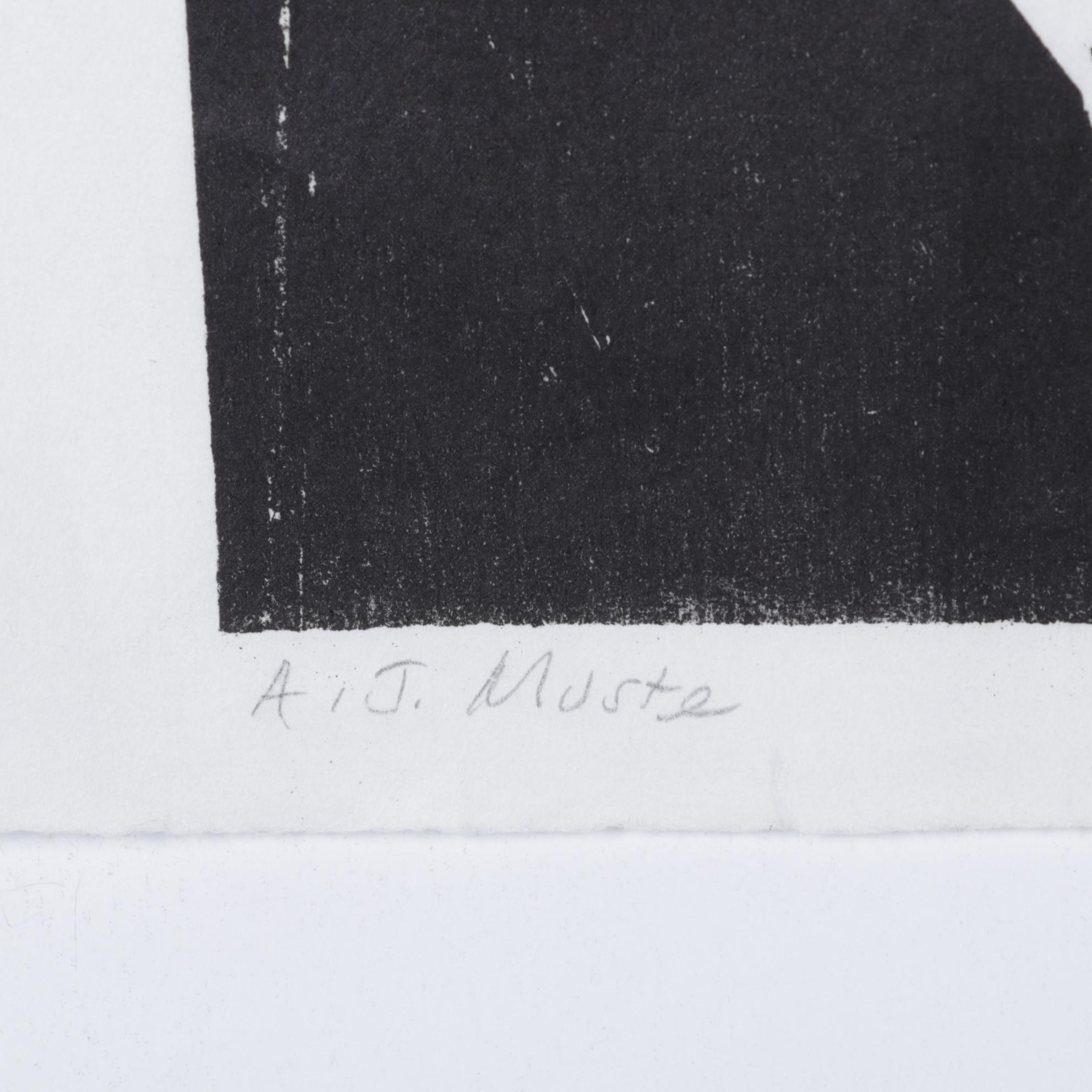 Sidney Chafetz Woodcut "A. J. Muste," 1967