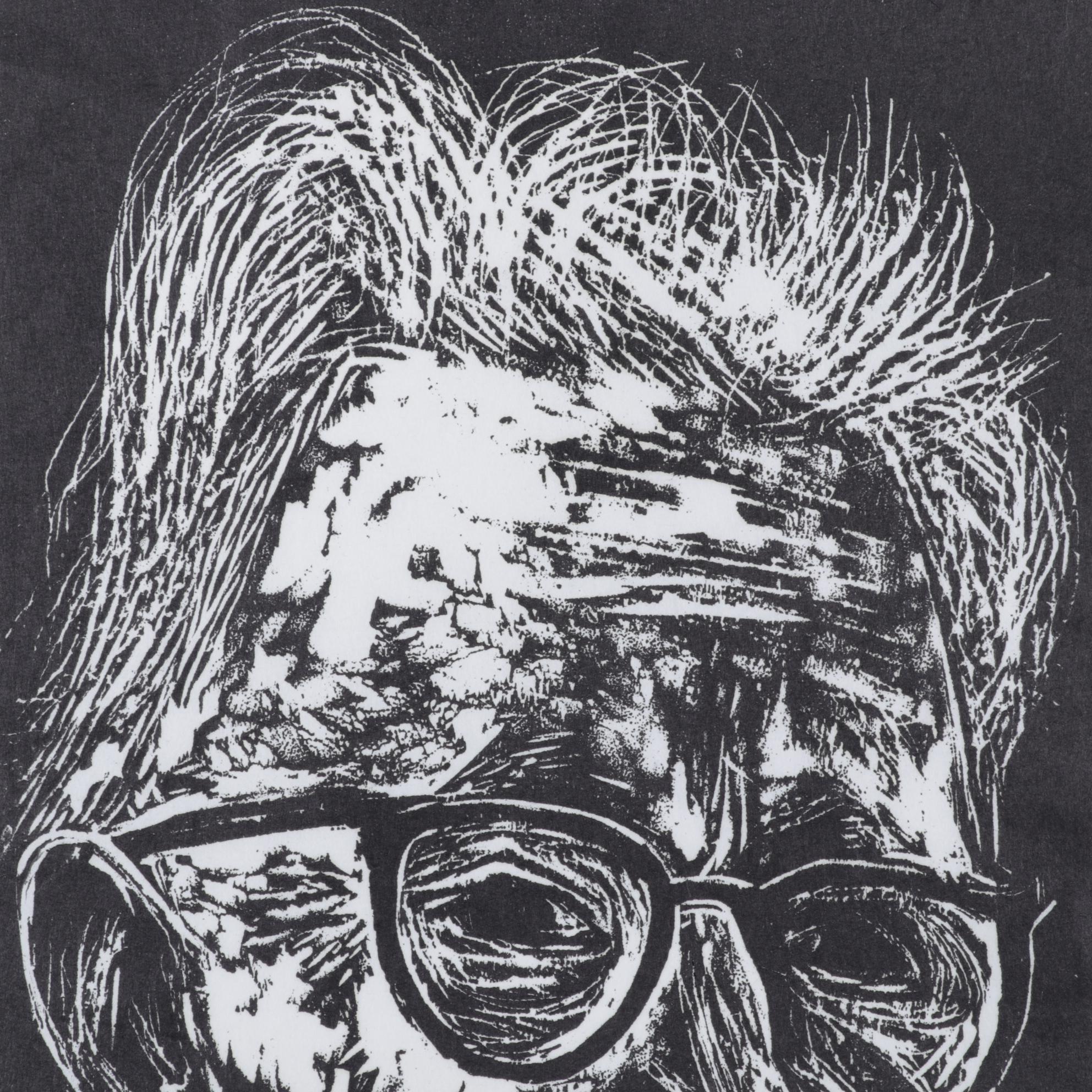 Sidney Chafetz Woodcut "A. J. Muste," 1967