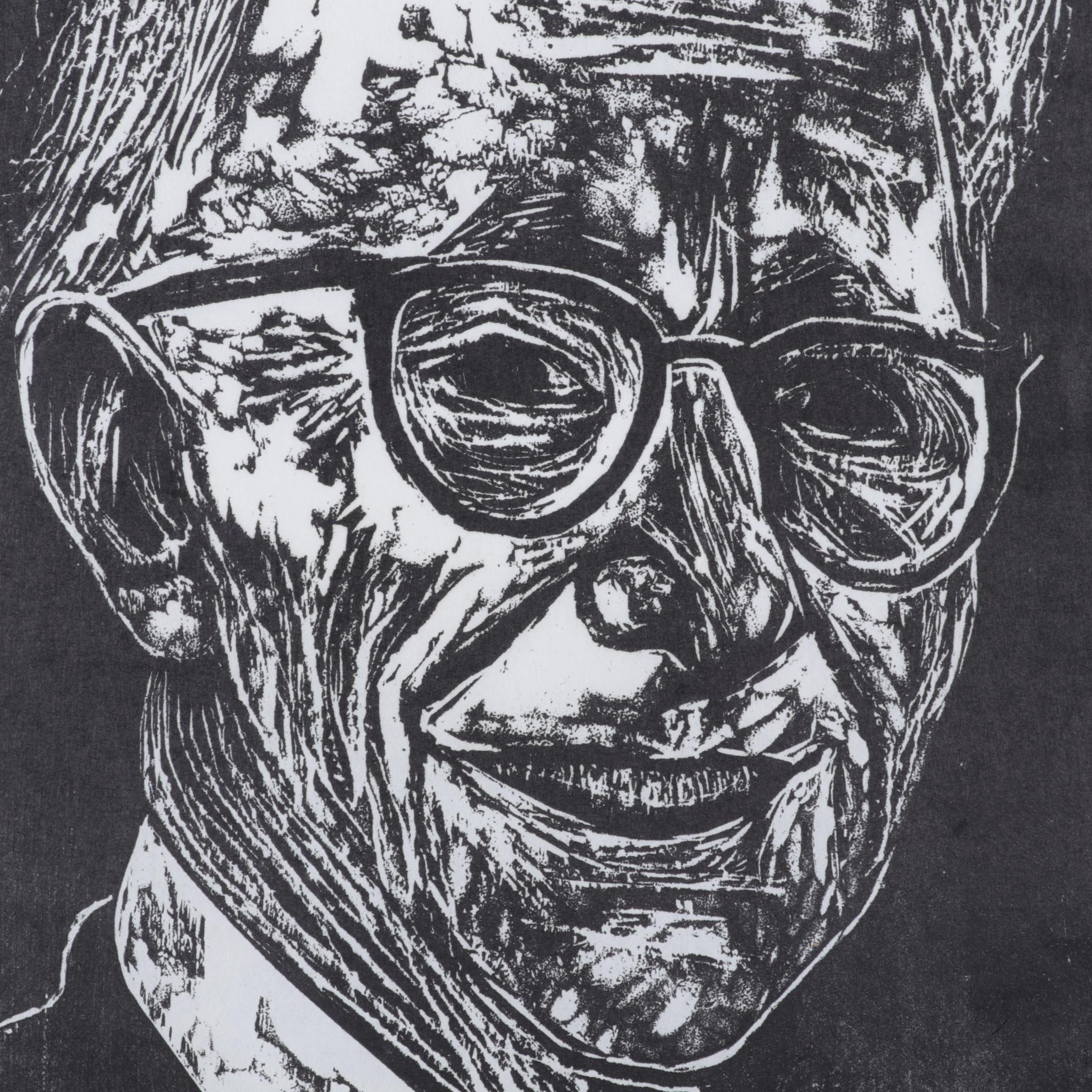 Sidney Chafetz Woodcut "A. J. Muste," 1967