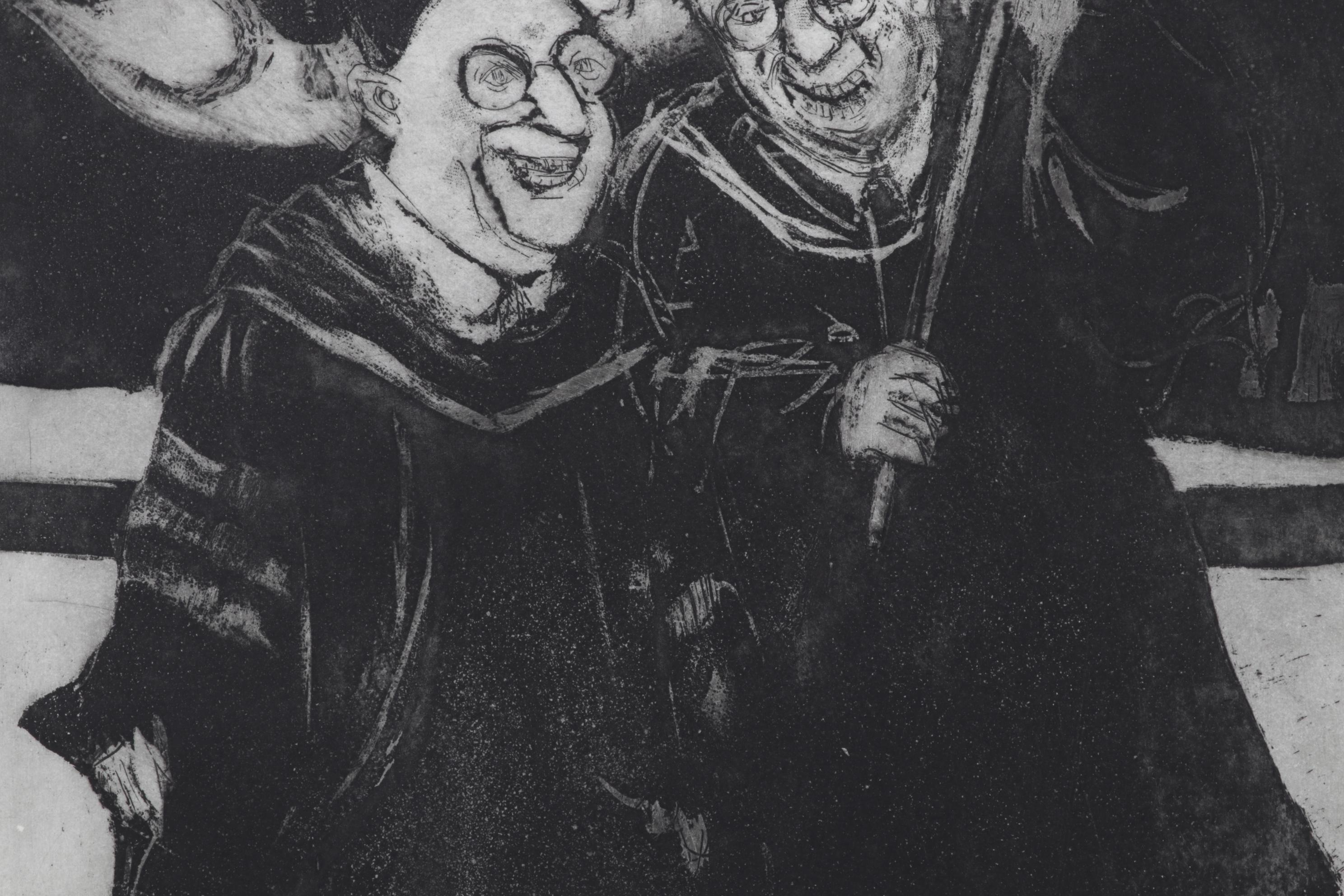 Sidney Chafetz Etching With Aquatint "To the Barricades," 1969