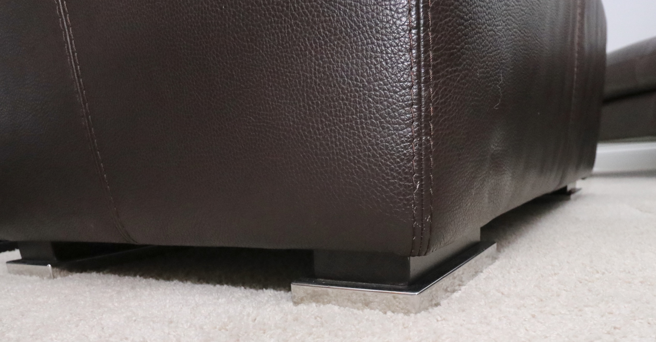 Two-Piece Modular Leather Sofa with Ottoman