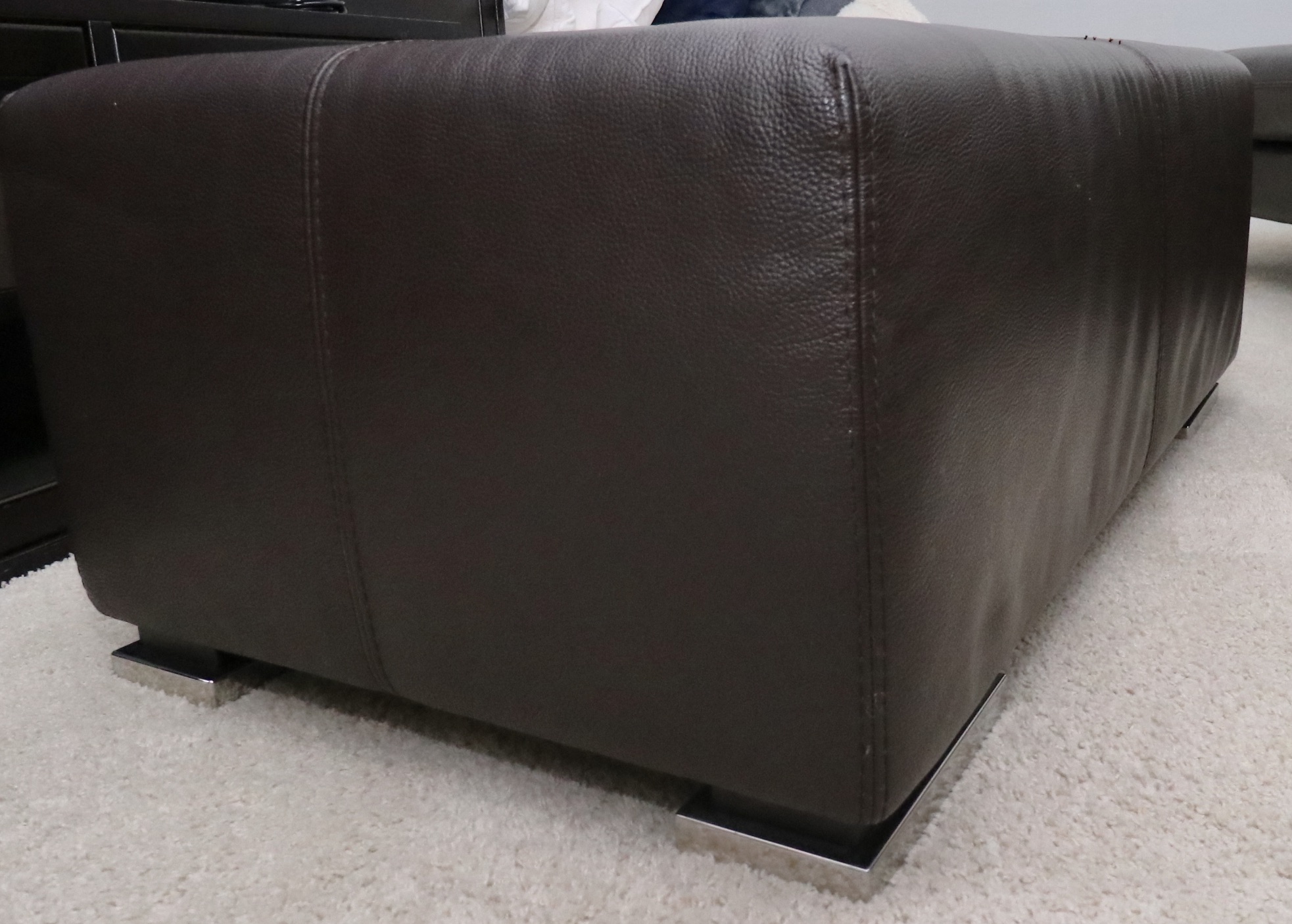 Two-Piece Modular Leather Sofa with Ottoman