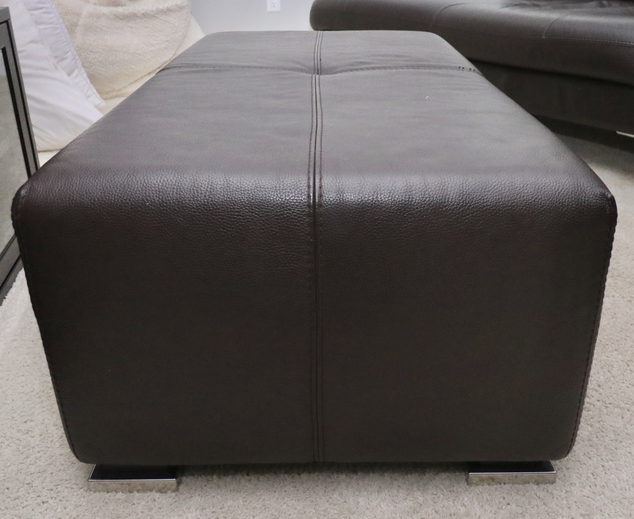 Two-Piece Modular Leather Sofa with Ottoman