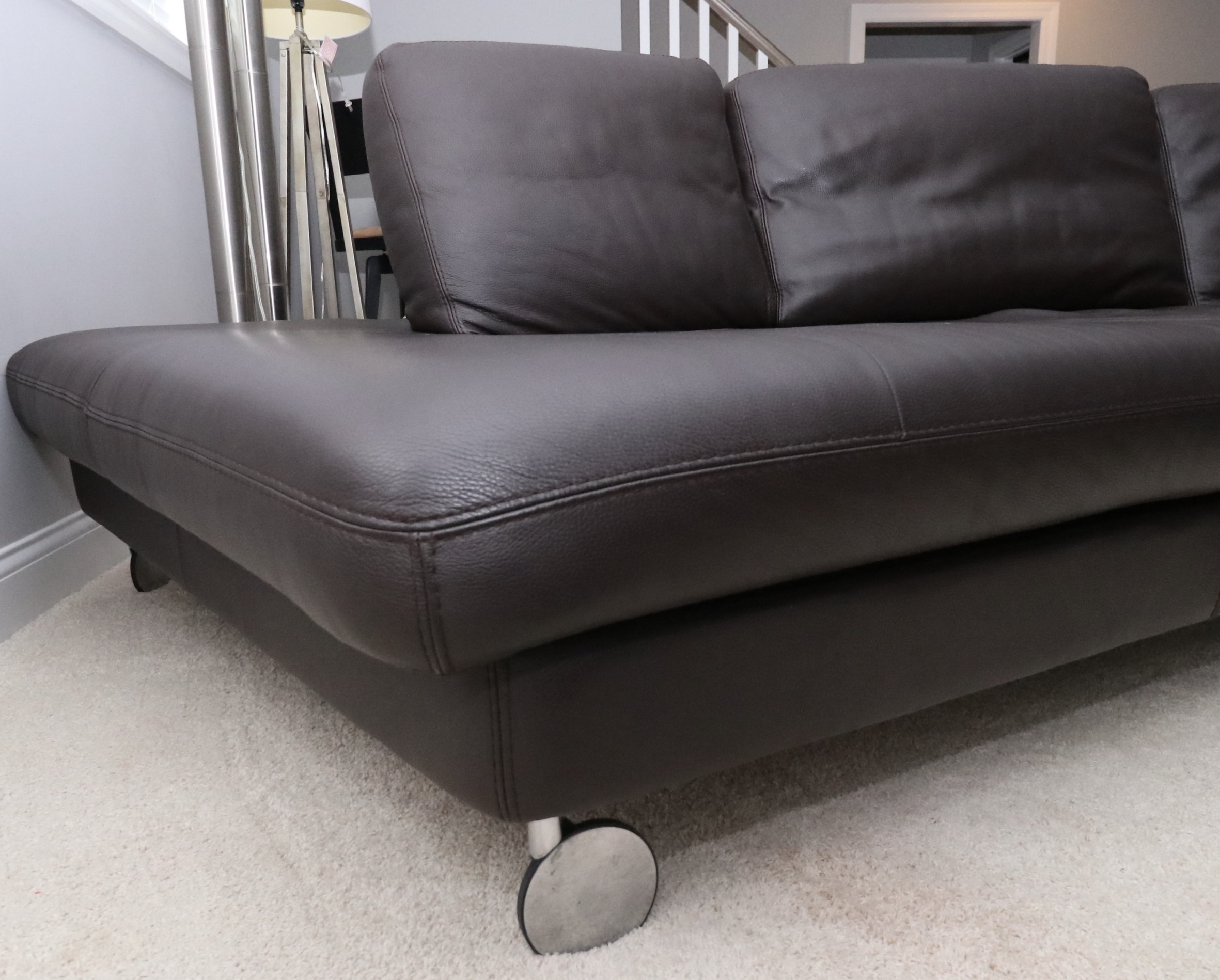 Two-Piece Modular Leather Sofa with Ottoman