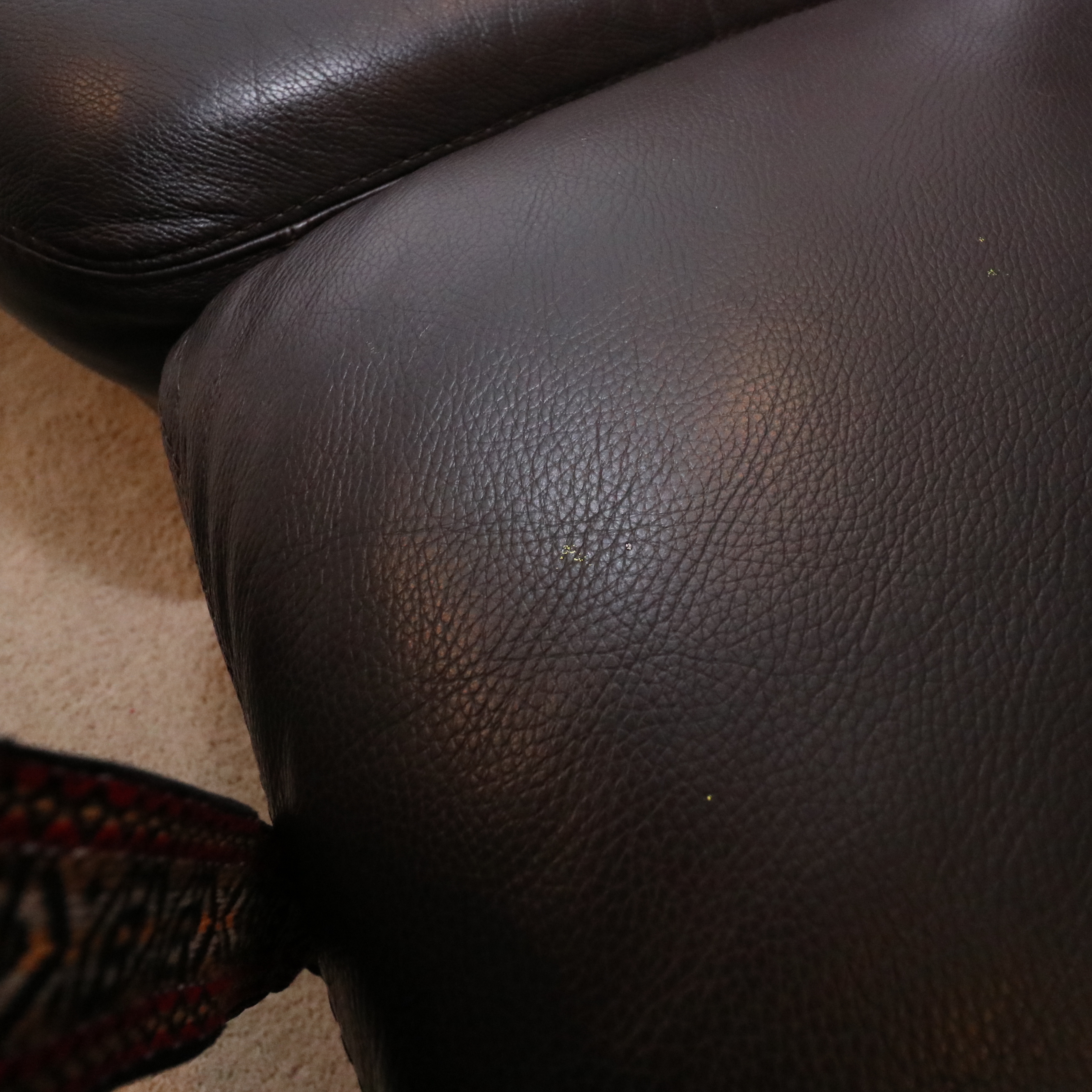 Two-Piece Modular Leather Sofa with Ottoman