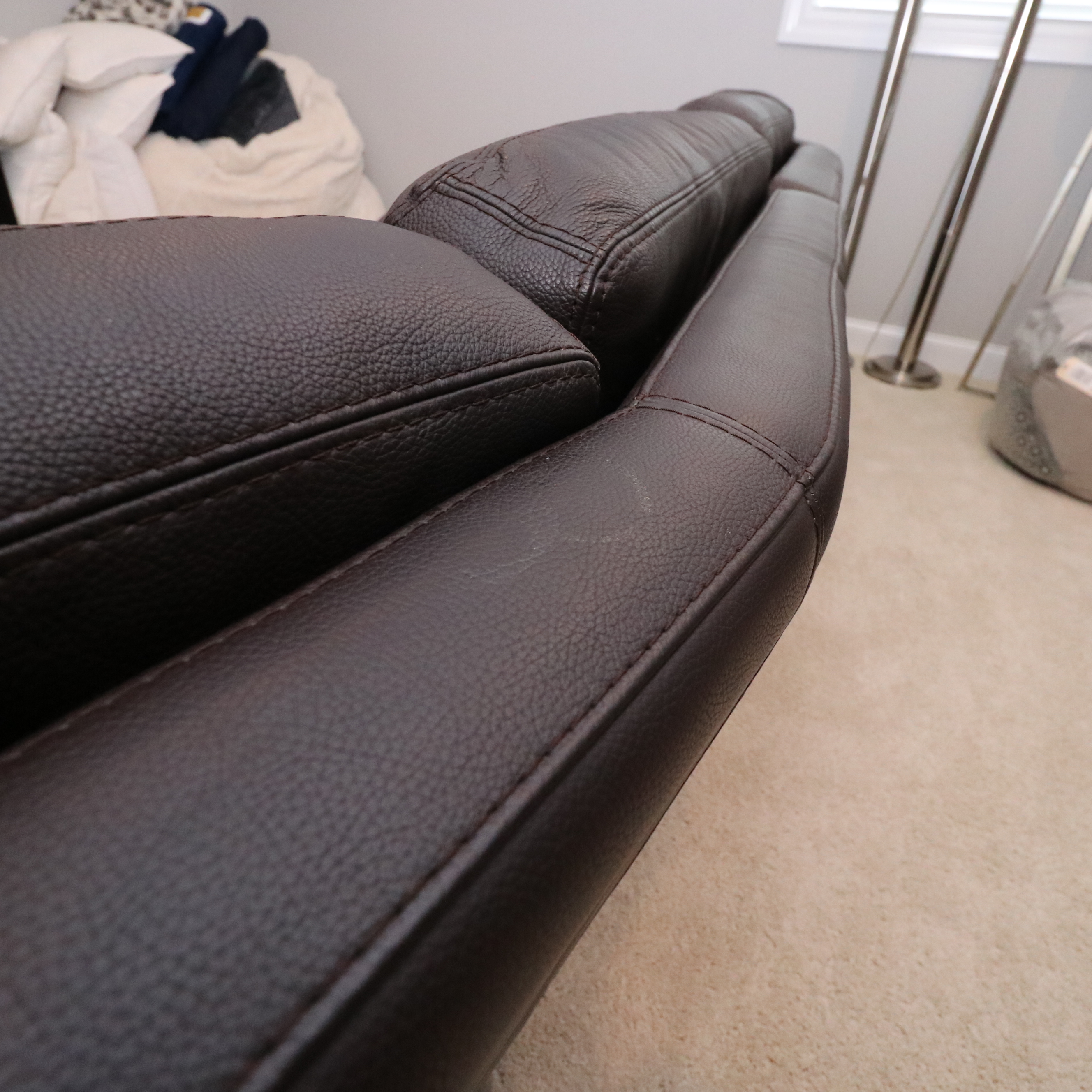 Two-Piece Modular Leather Sofa with Ottoman