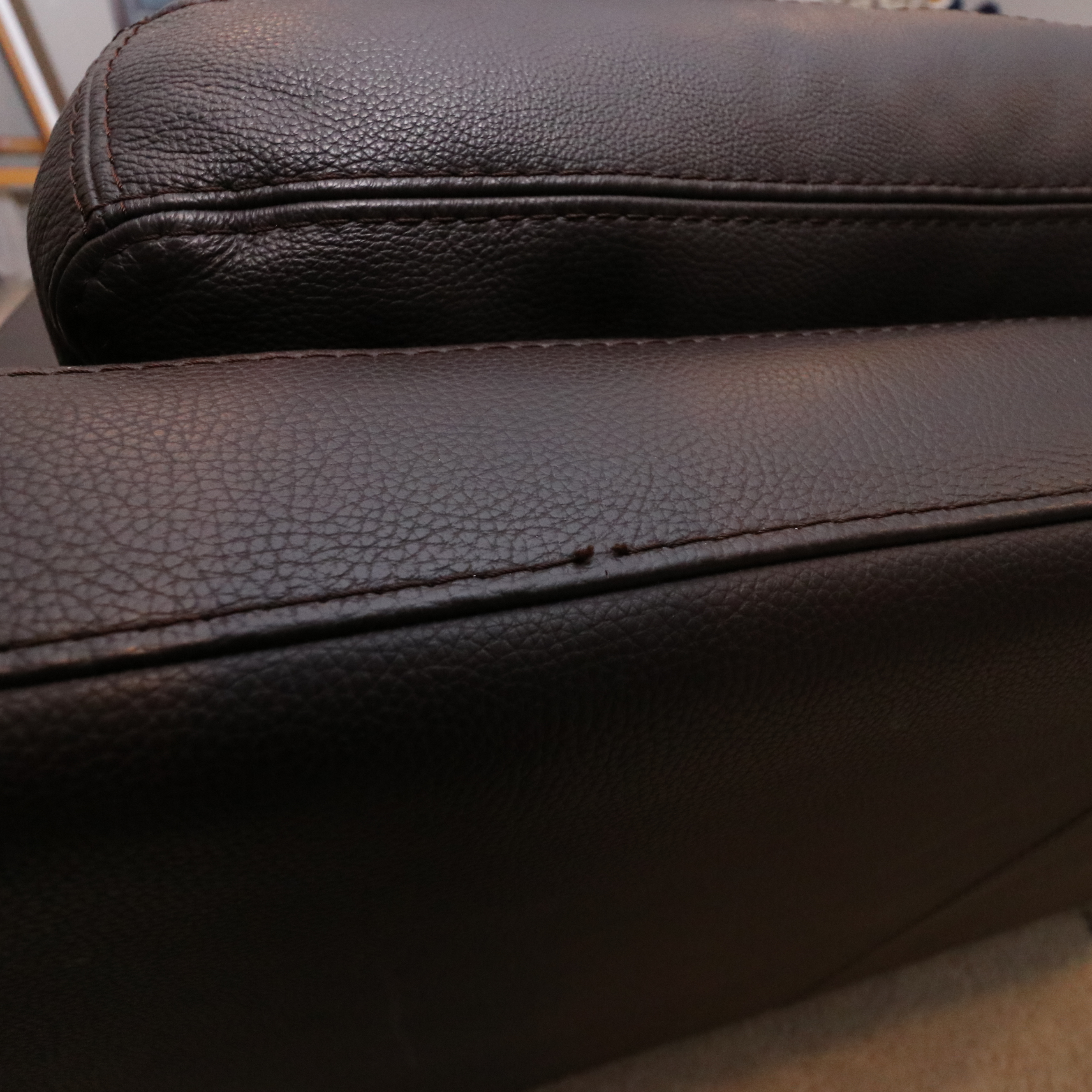 Two-Piece Modular Leather Sofa with Ottoman