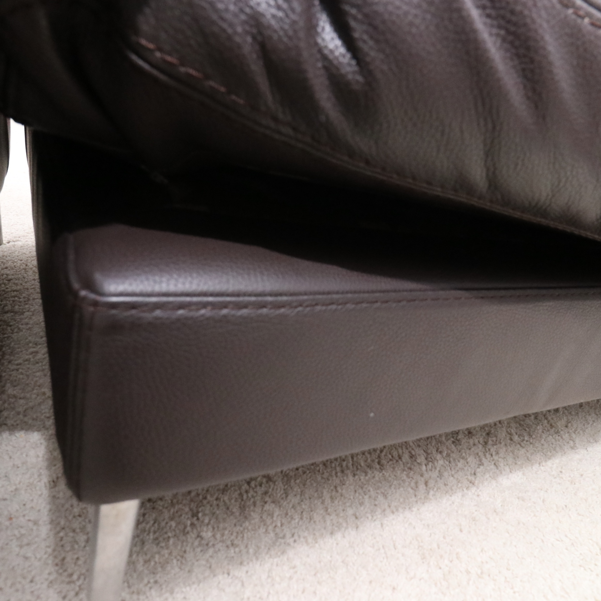 Two-Piece Modular Leather Sofa with Ottoman