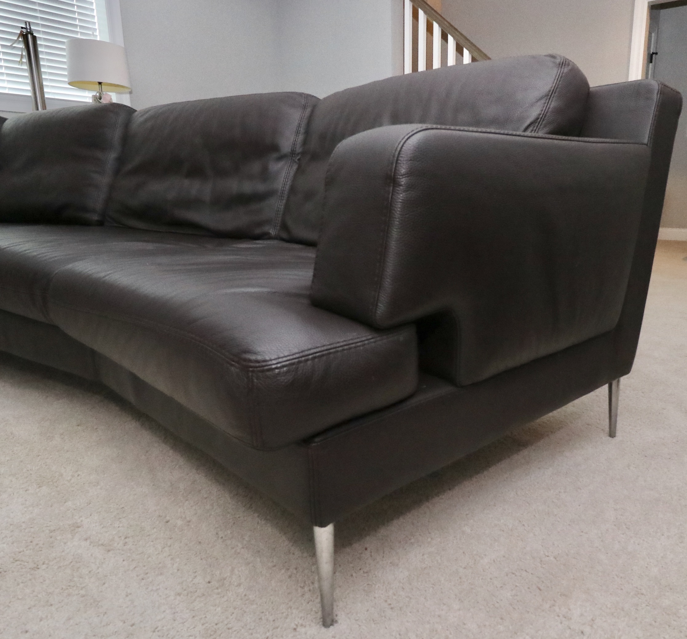 Two-Piece Modular Leather Sofa with Ottoman