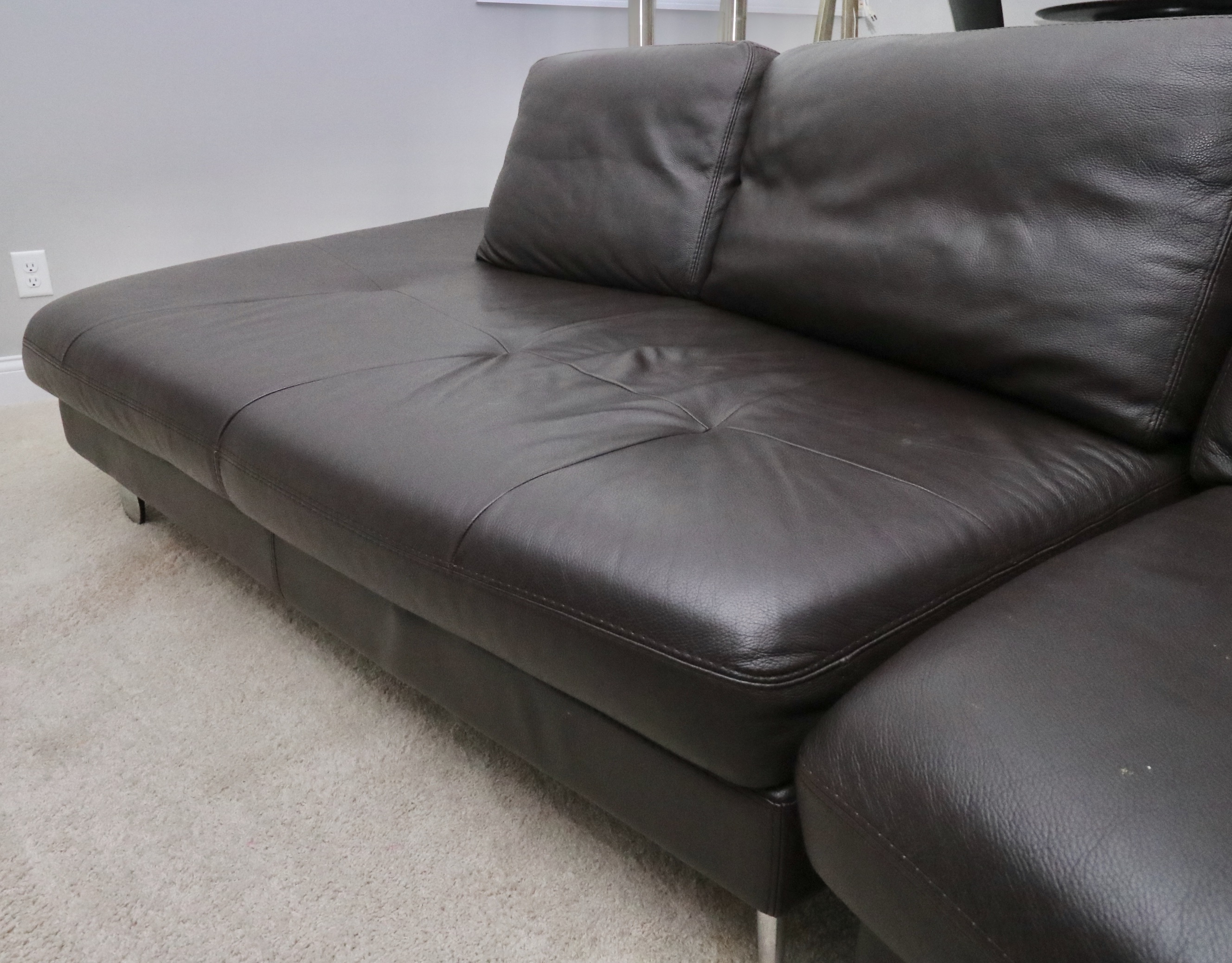 Two-Piece Modular Leather Sofa with Ottoman