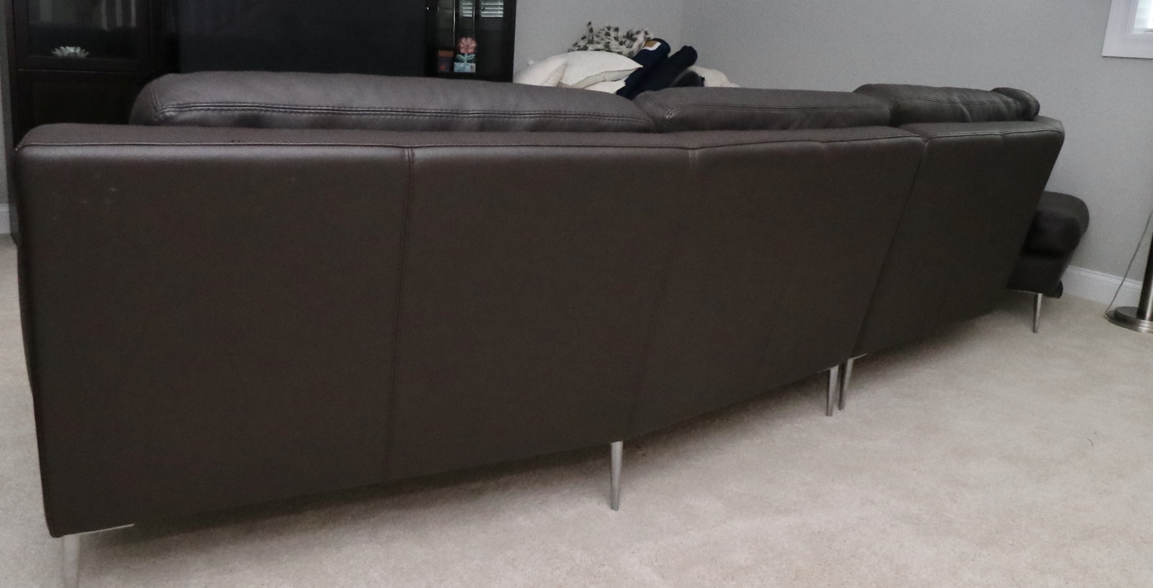 Two-Piece Modular Leather Sofa with Ottoman