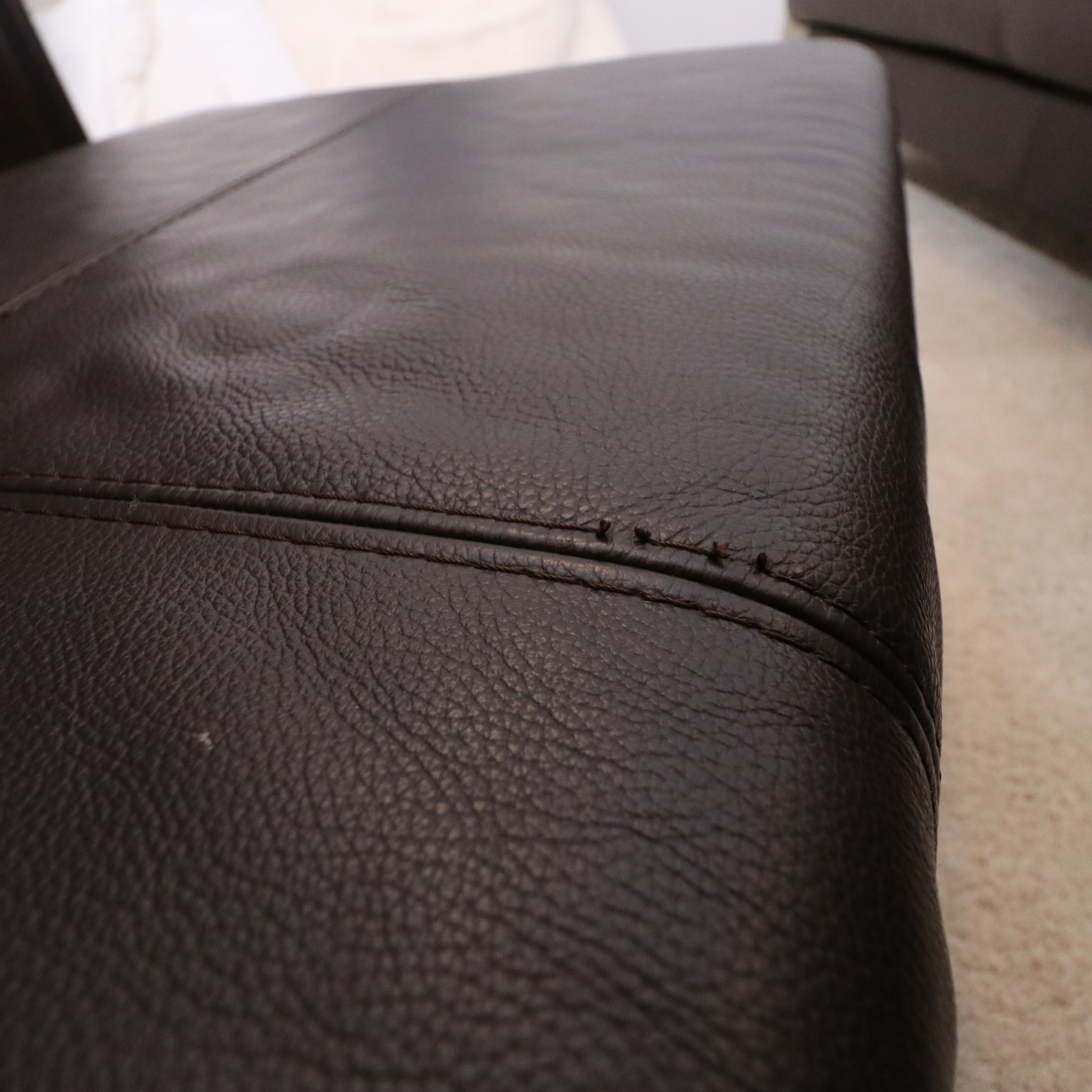 Two-Piece Modular Leather Sofa with Ottoman