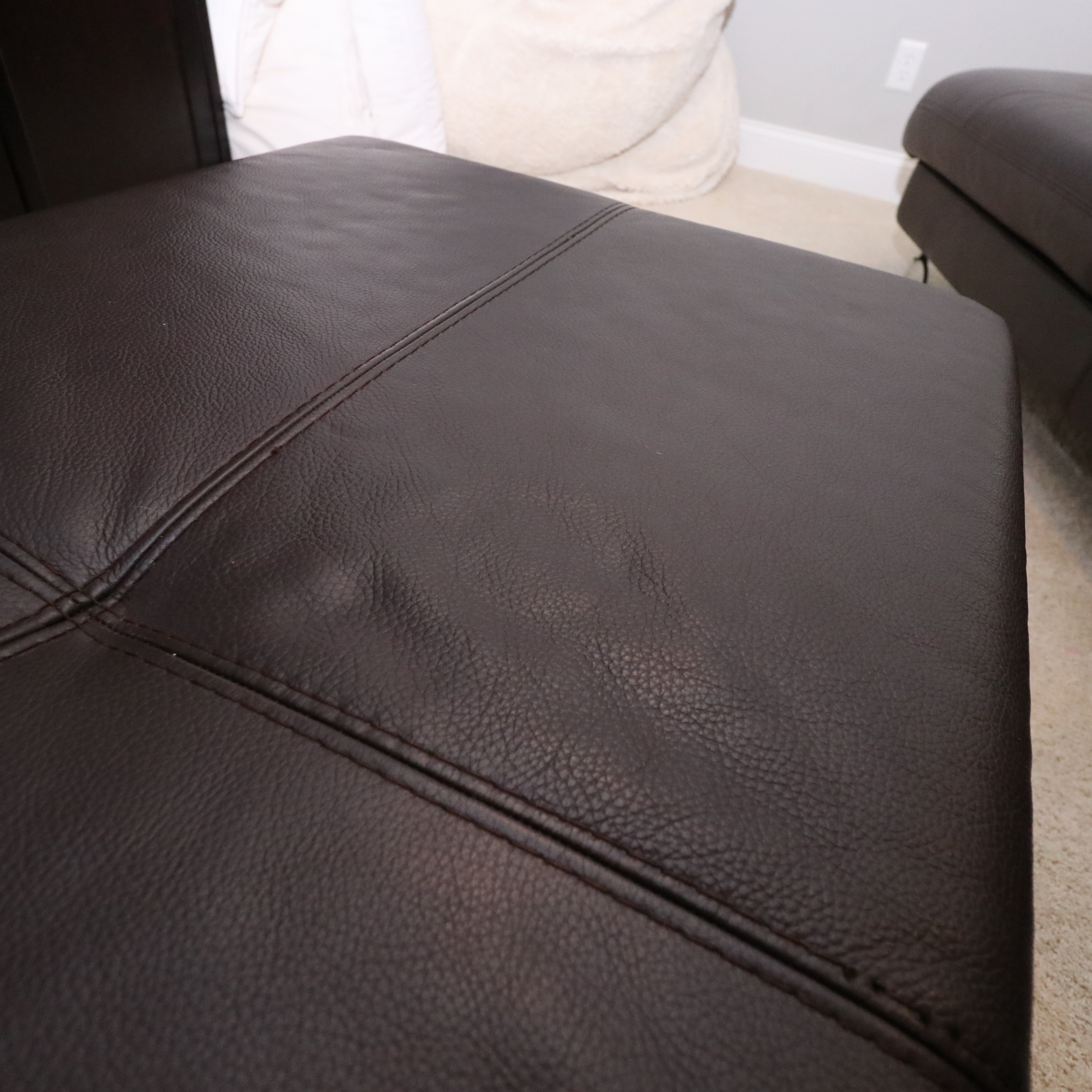 Two-Piece Modular Leather Sofa with Ottoman