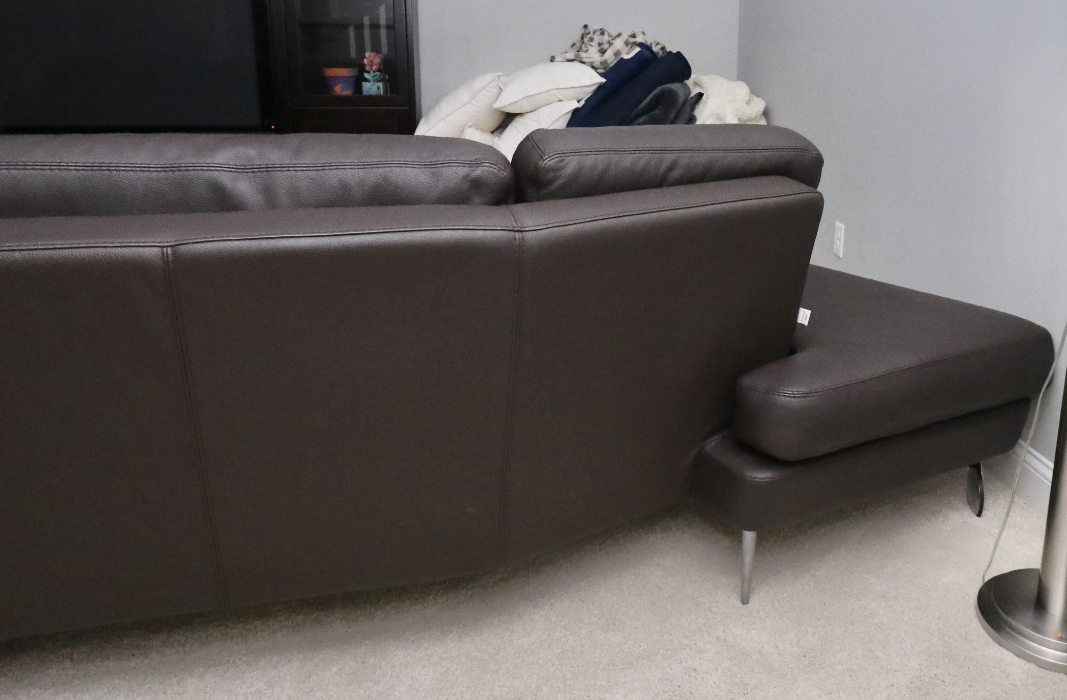 Two-Piece Modular Leather Sofa with Ottoman