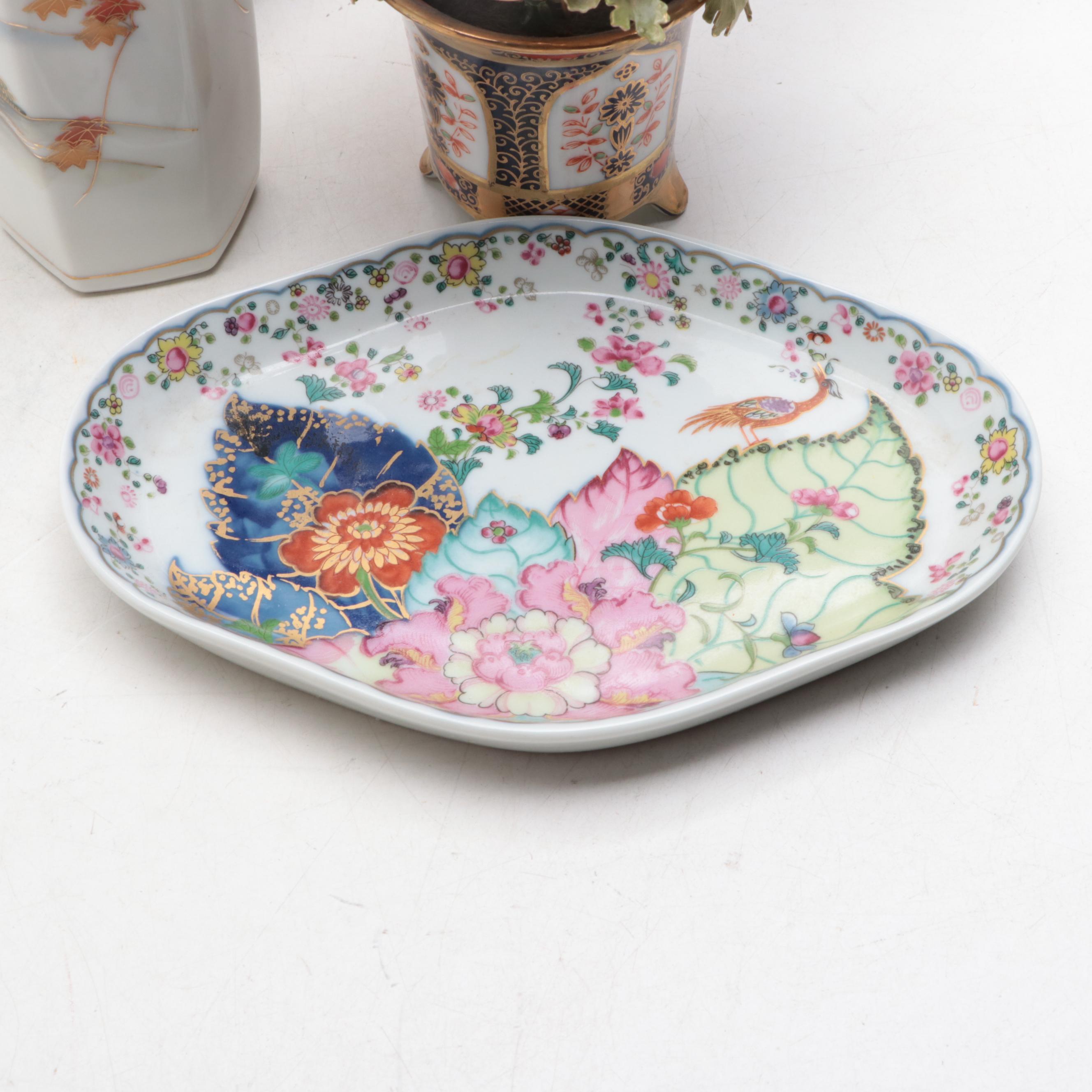 Chinese Export Style Rose Medallion Bowl with Other Decor and Calligraphy Set