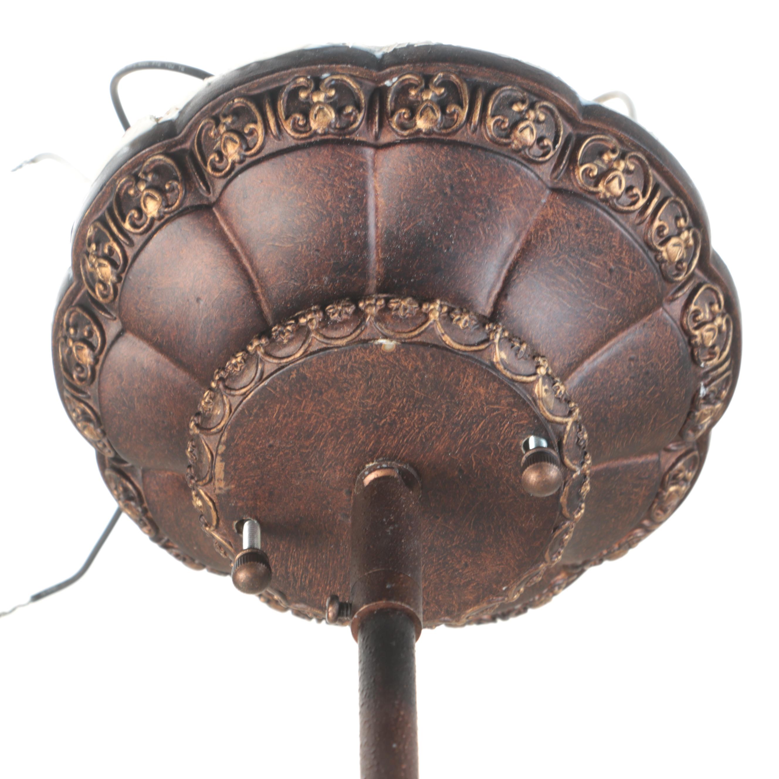 Pair of Minka Lighting Pendant Lights With Bronzed Finish and Iridescent Shades