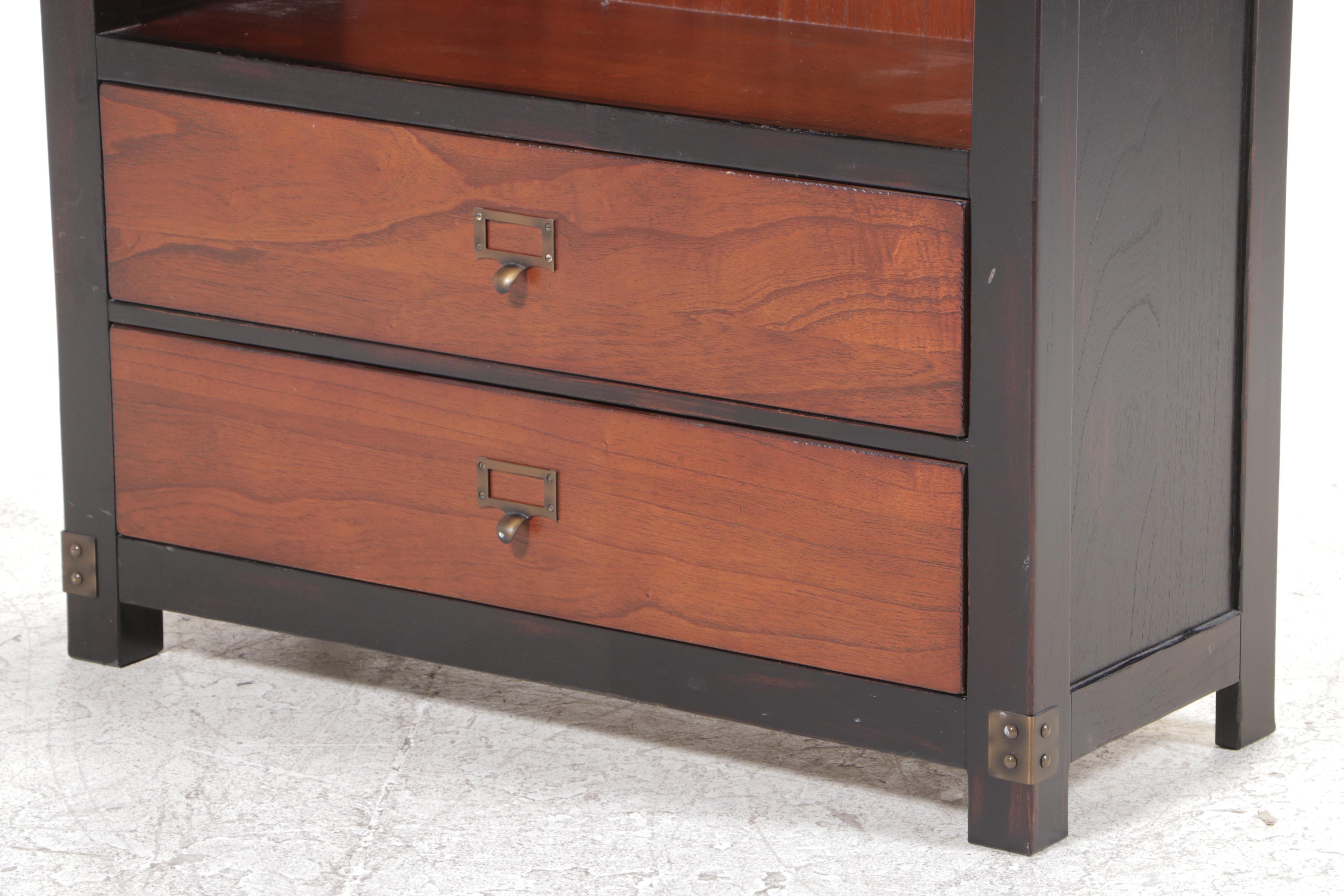 Two-Tone Hardwood Office Credenza and Bookshelf