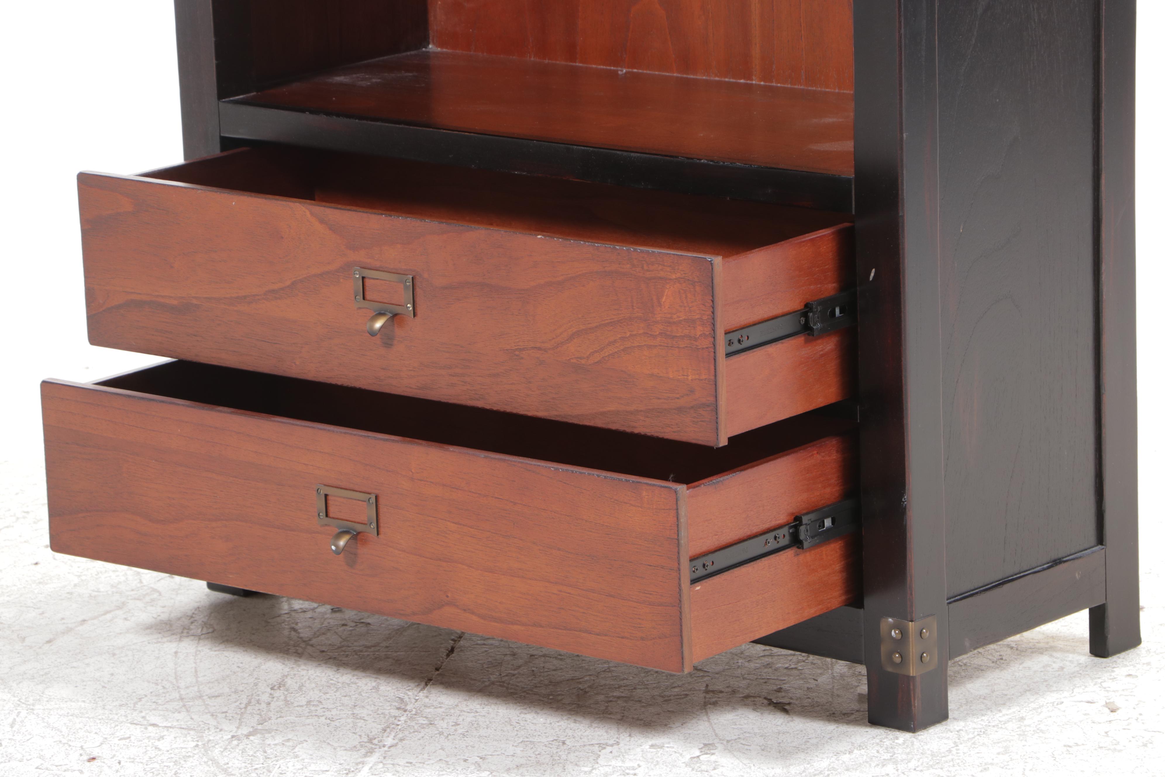 Two-Tone Hardwood Office Credenza and Bookshelf