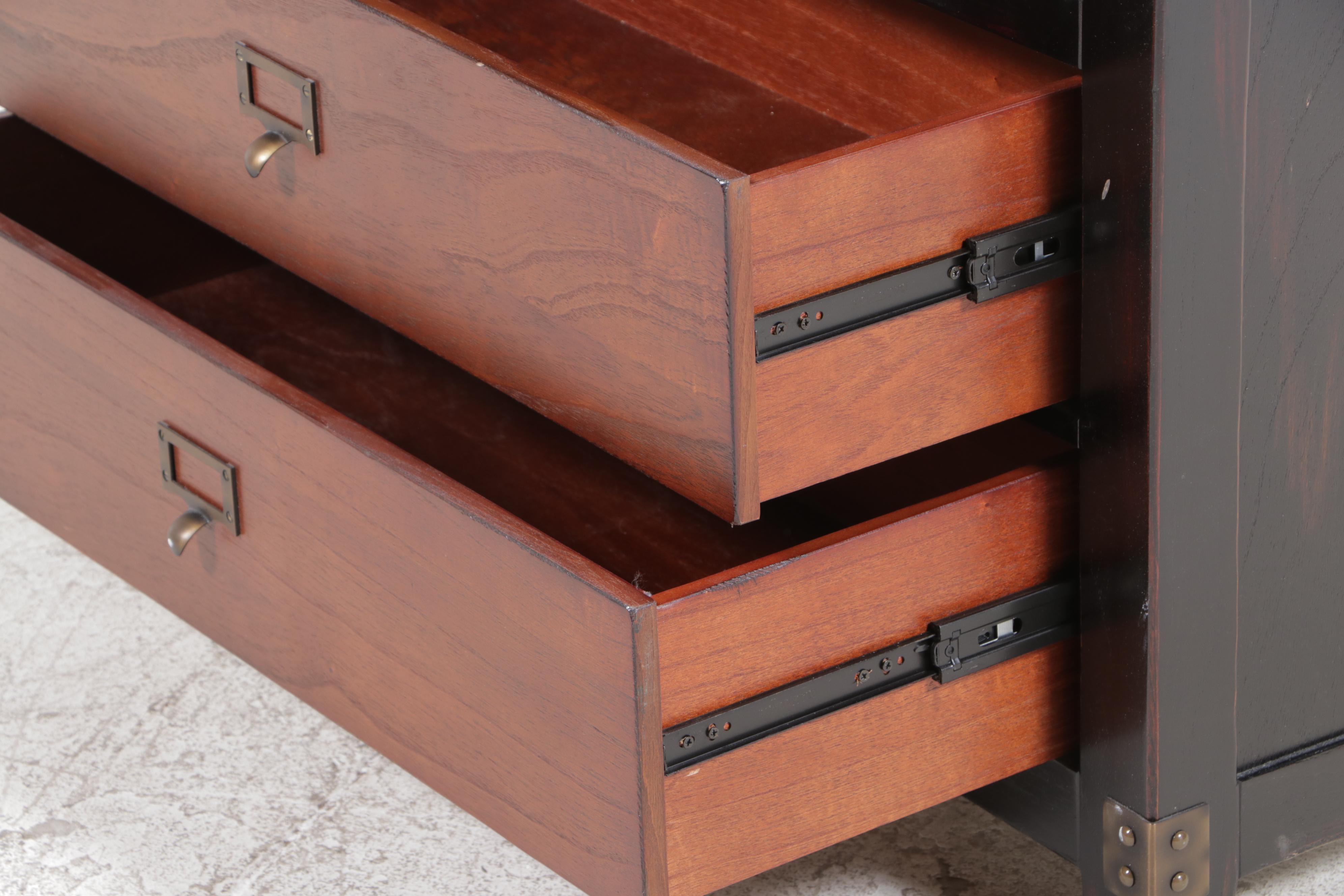 Two-Tone Hardwood Office Credenza and Bookshelf