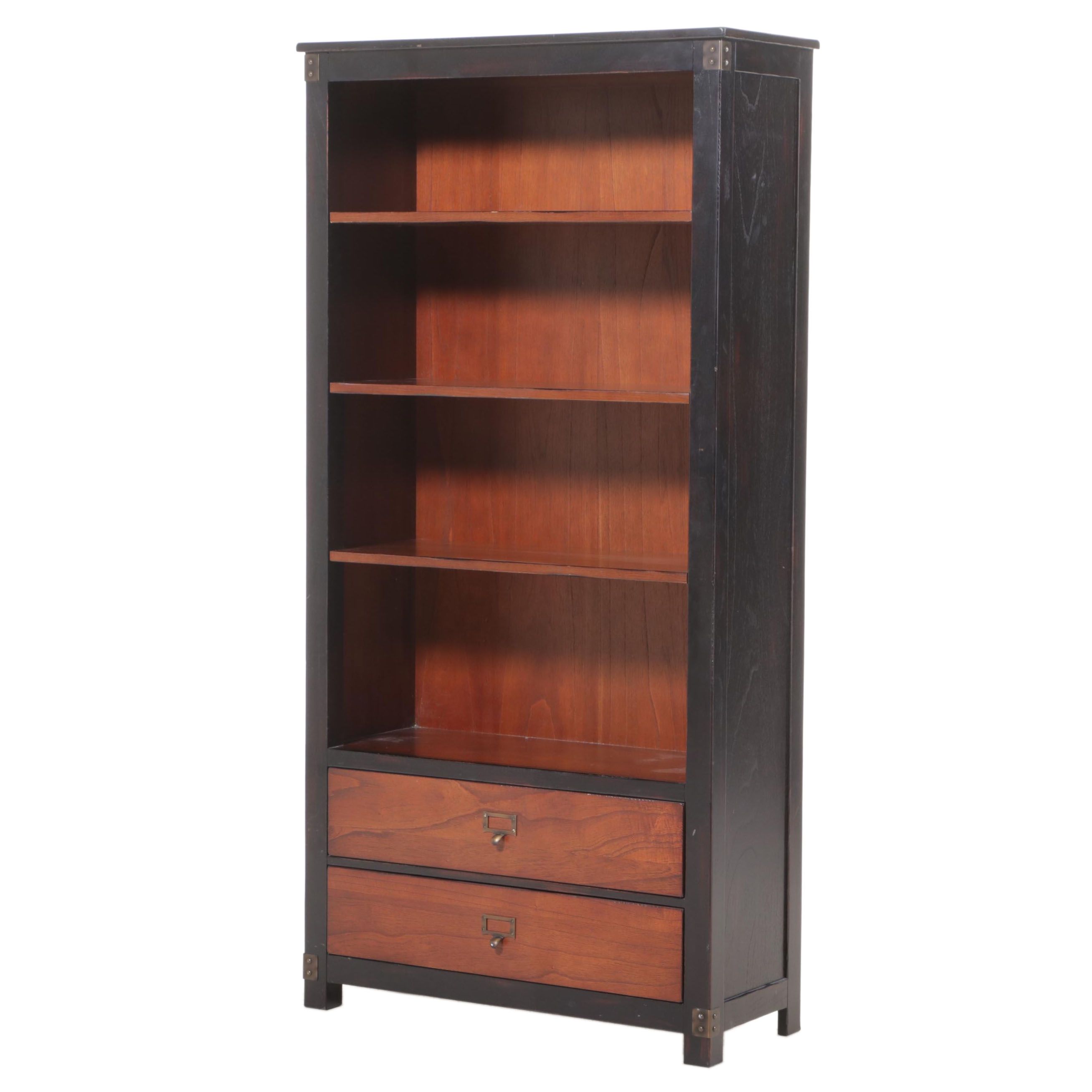 Two-Tone Hardwood Office Credenza and Bookshelf