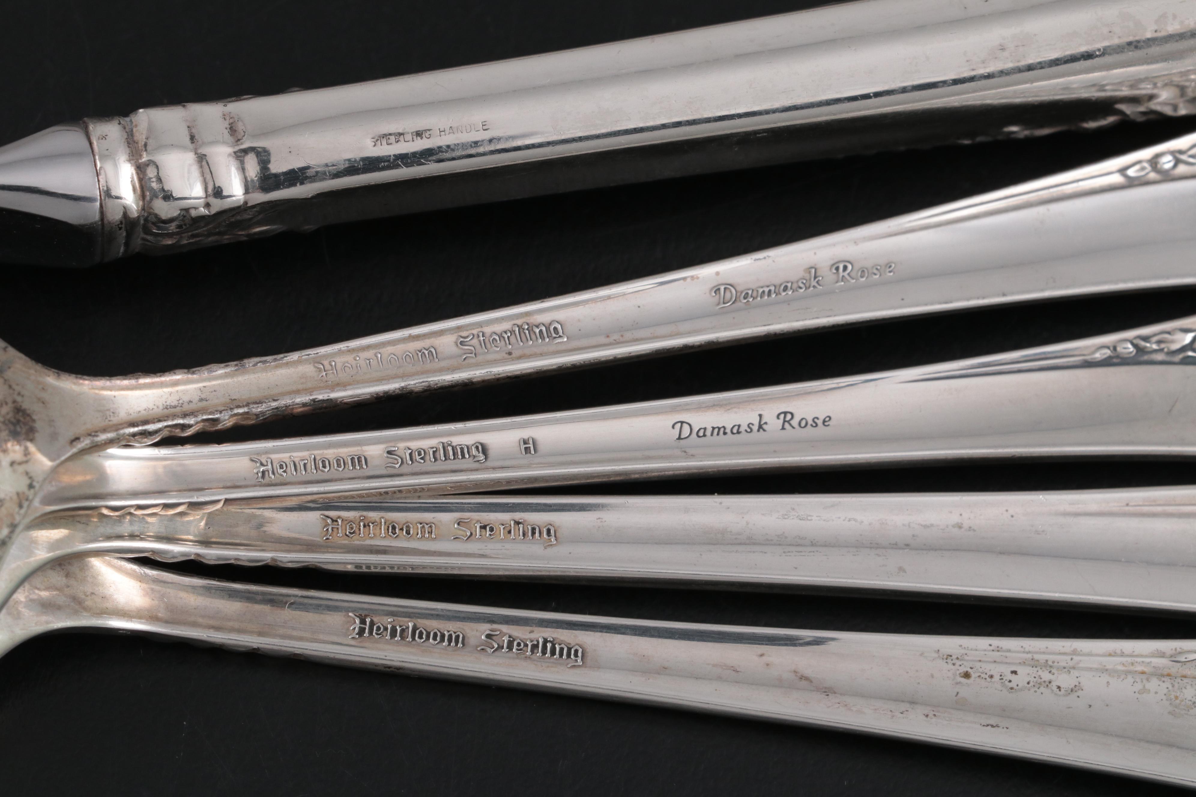 Oneida Heirloom "Damask Rose" Sterling Silver Flatware, Mid-20th Century