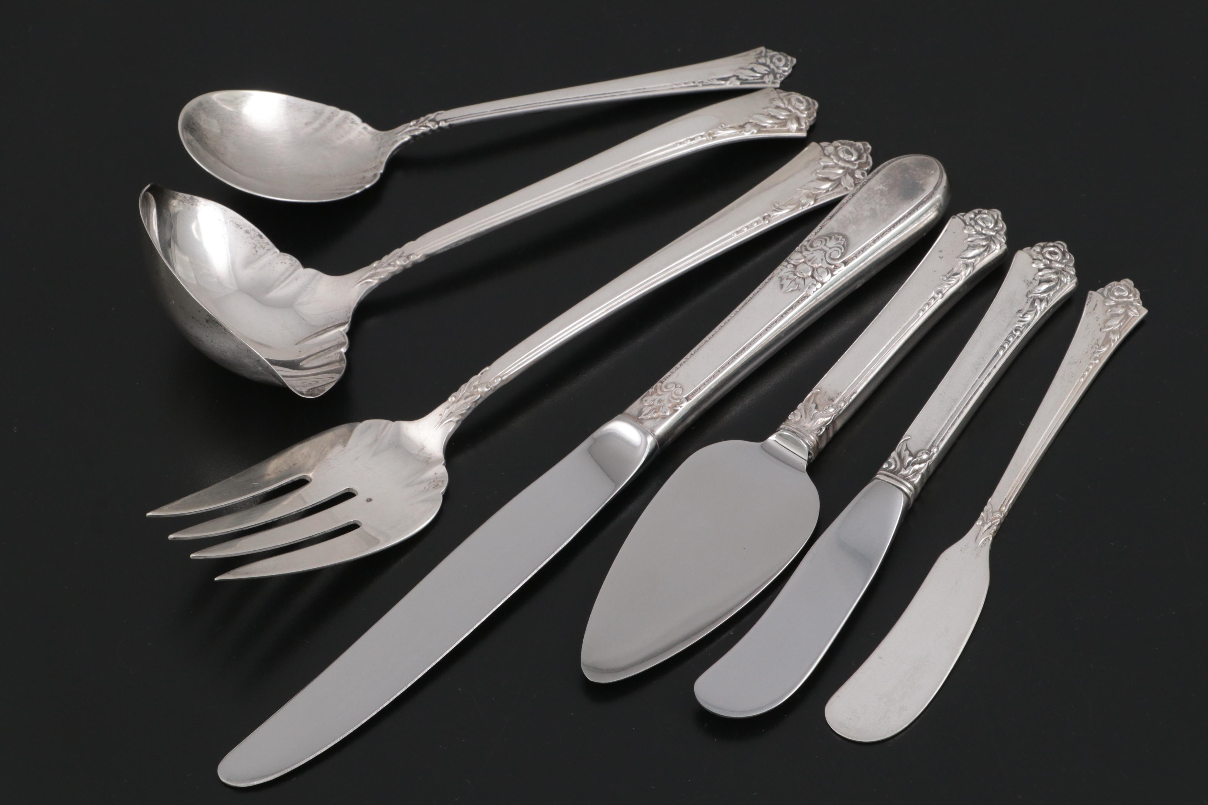 Oneida Heirloom "Damask Rose" Sterling Silver Flatware, Mid-20th Century