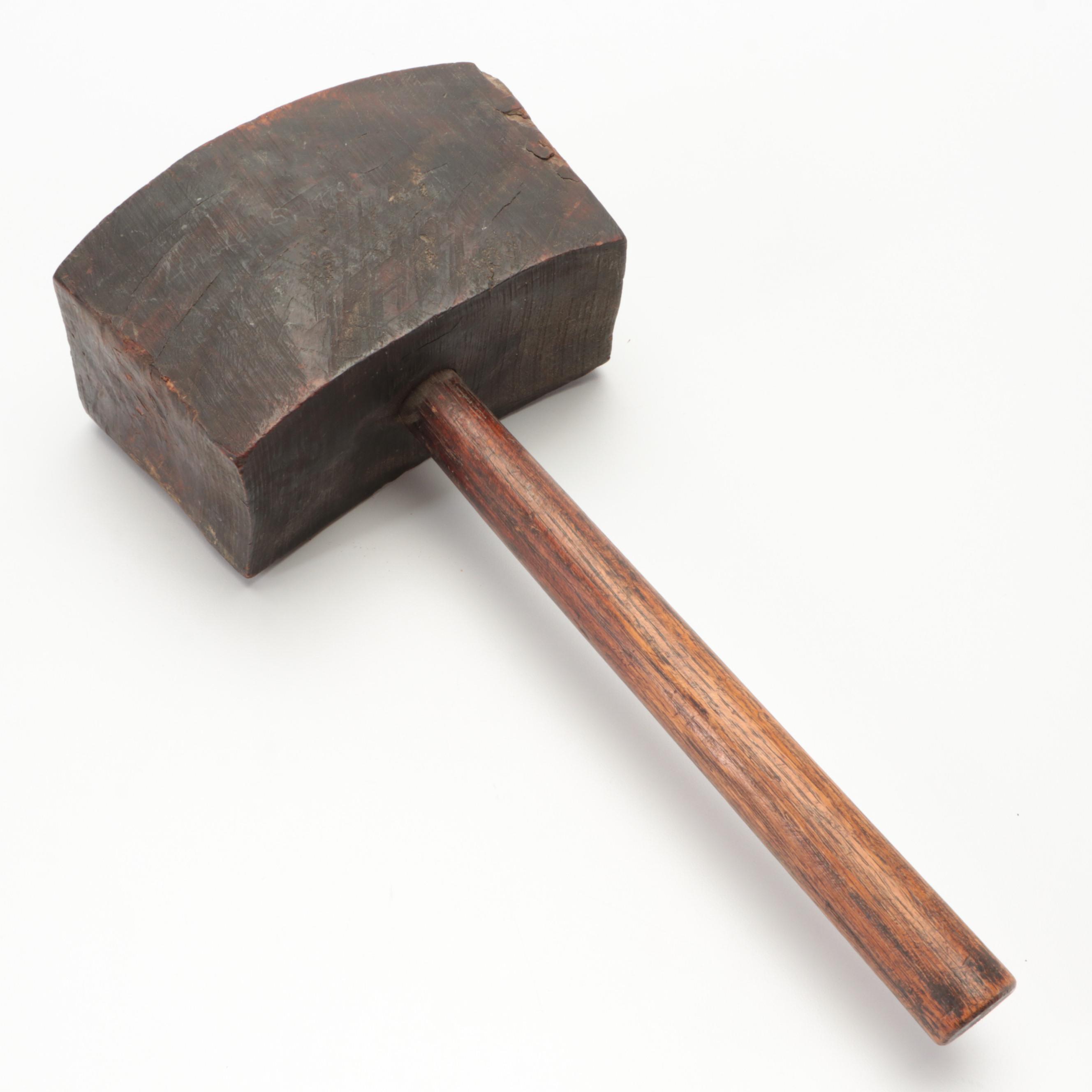 Cooper's Side Axe with Assorted Wooden and Burl Head Mallets