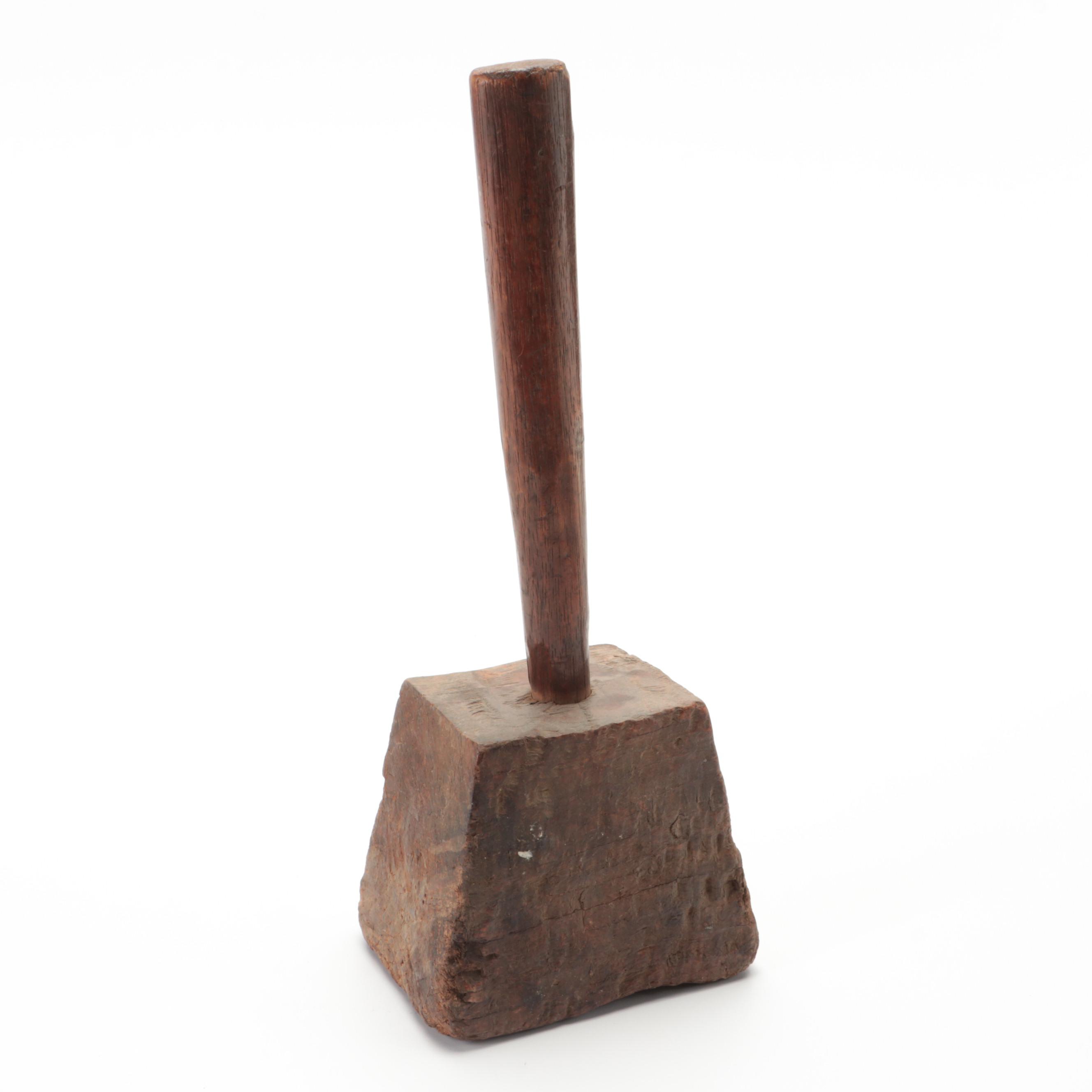 Cooper's Side Axe with Assorted Wooden and Burl Head Mallets