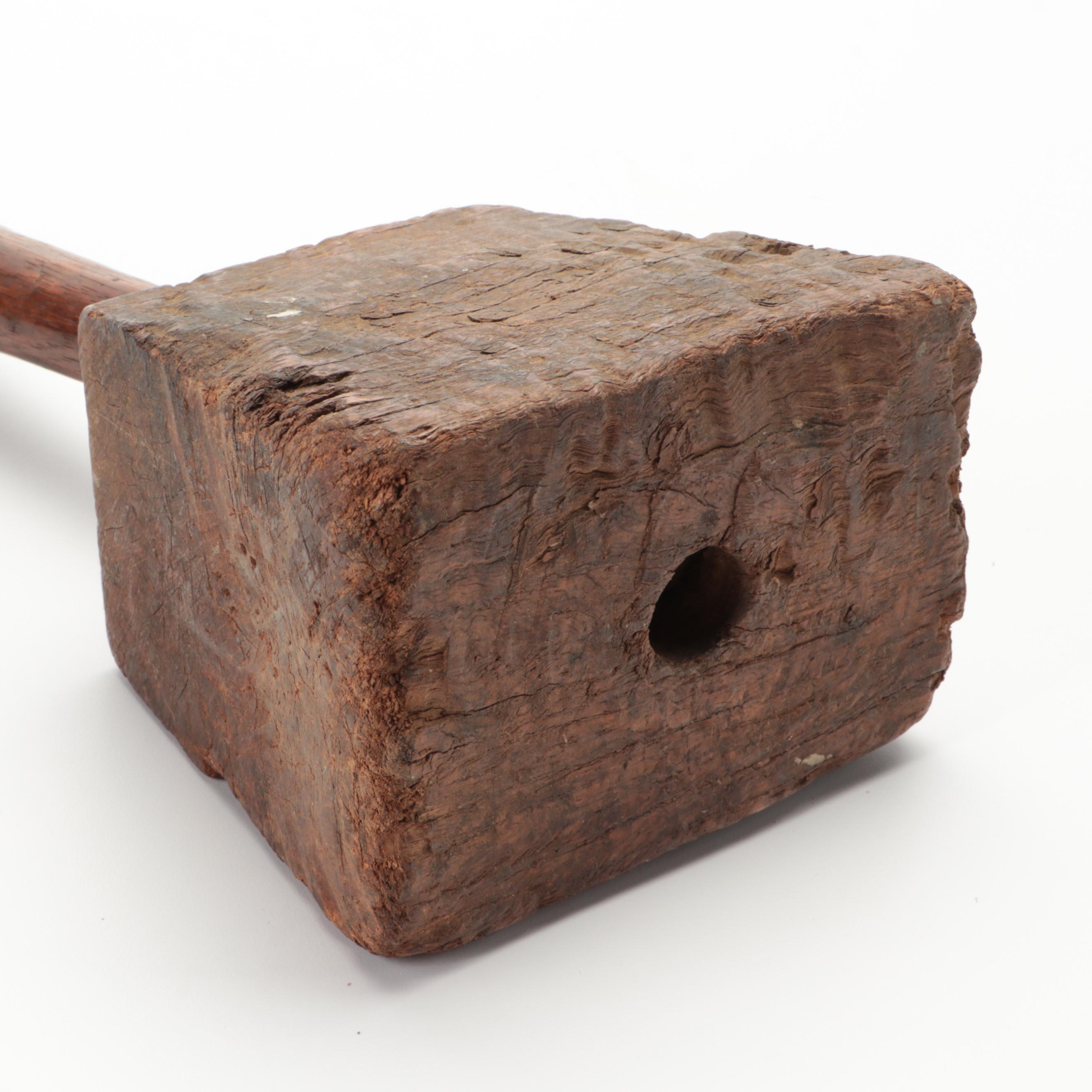 Cooper's Side Axe with Assorted Wooden and Burl Head Mallets