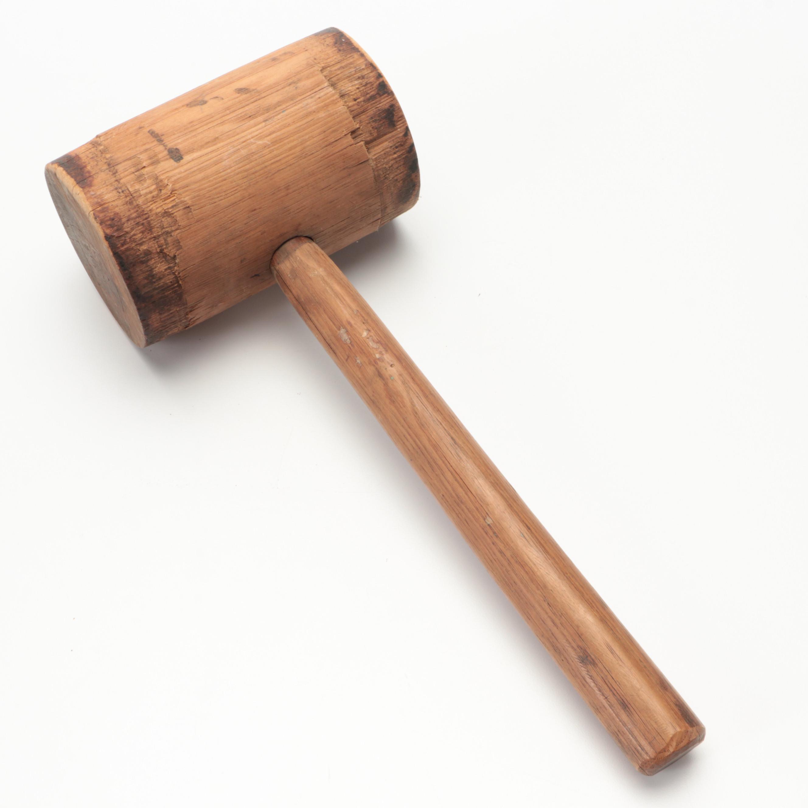 Cooper's Side Axe with Assorted Wooden and Burl Head Mallets