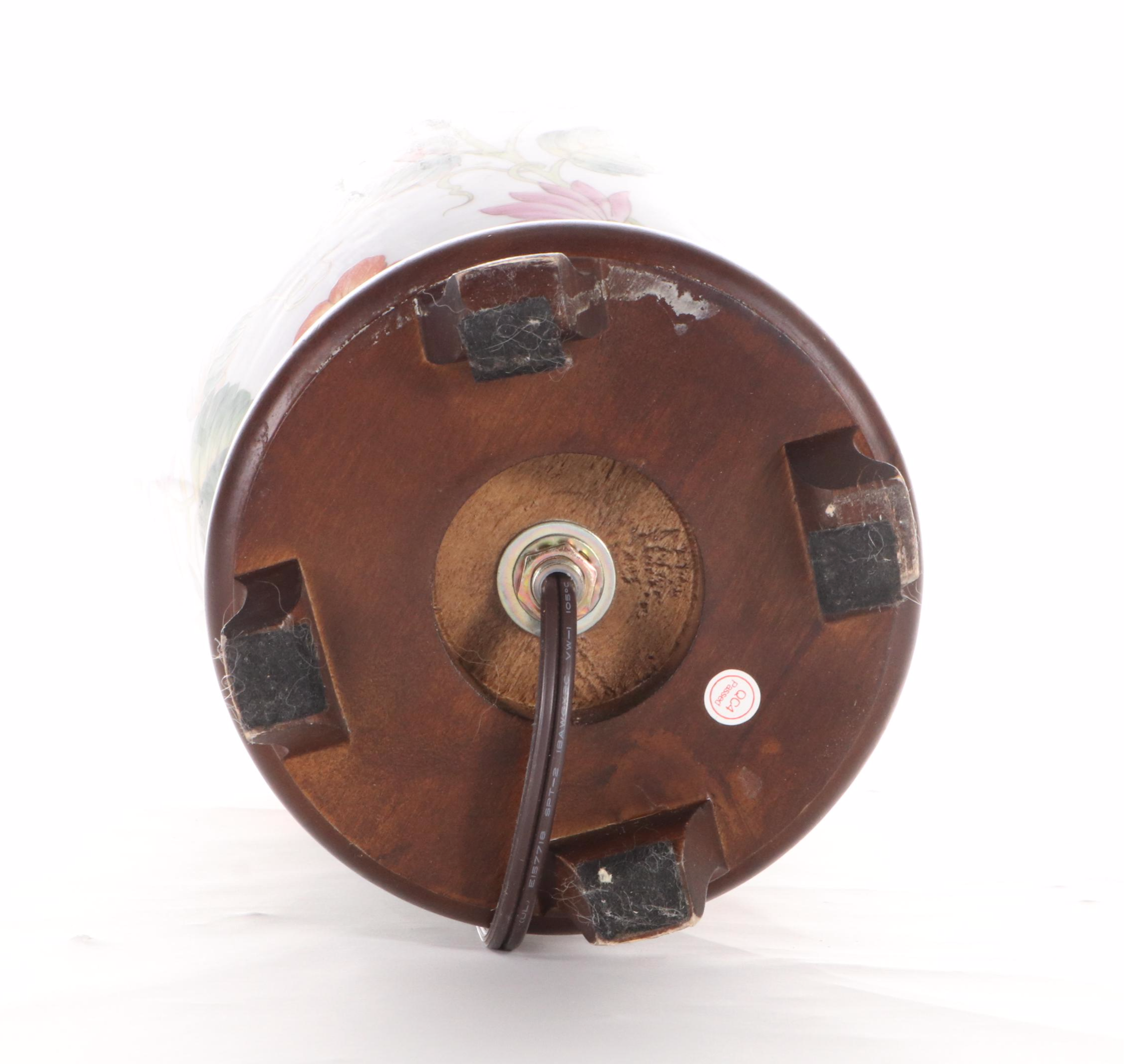 Chinese Floral Motif Porcelain Vase Table Lamp, Mid to Late 20th Century