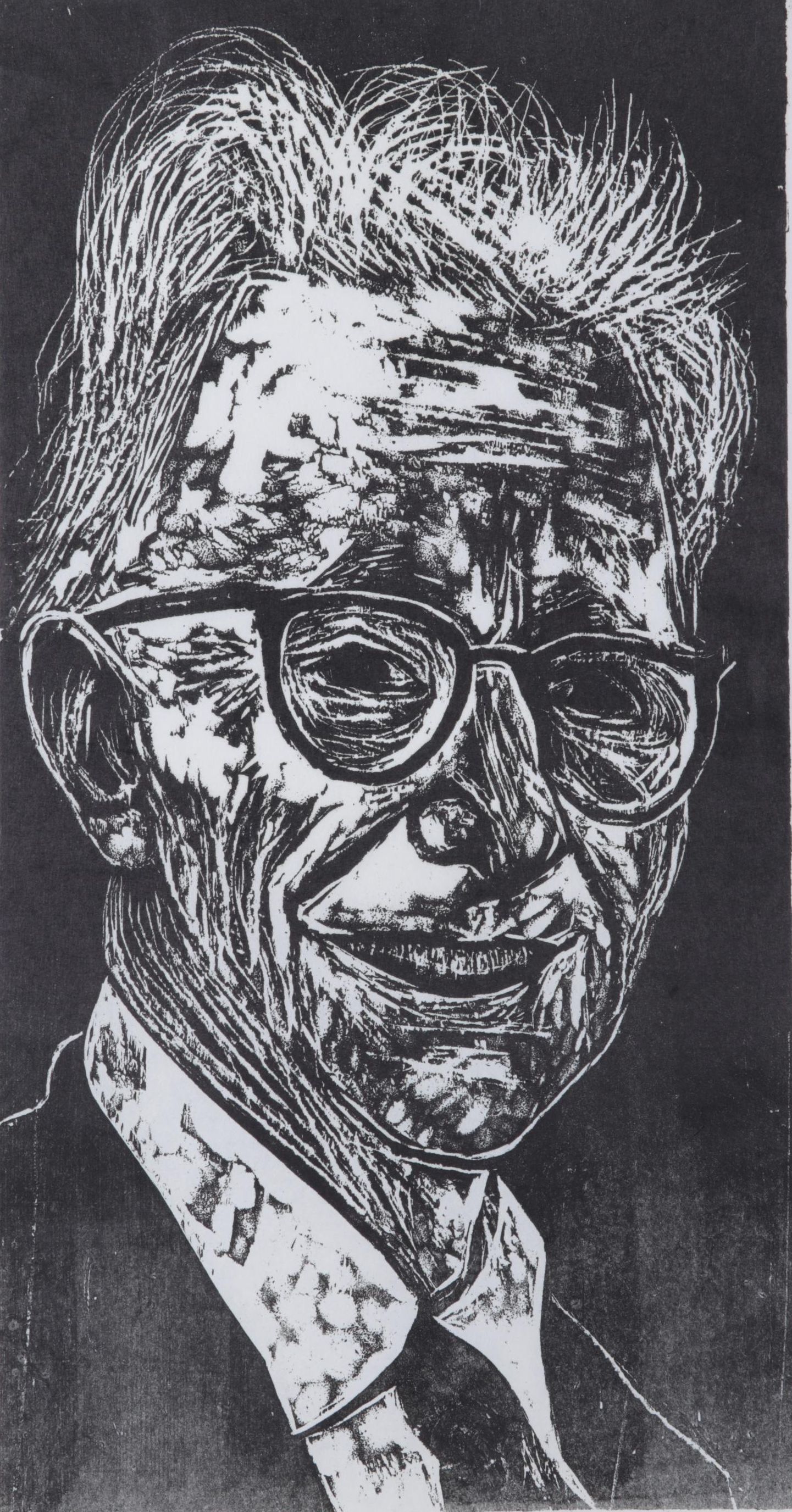 Sidney Chafetz Woodcut "A. J. Muste," 1967