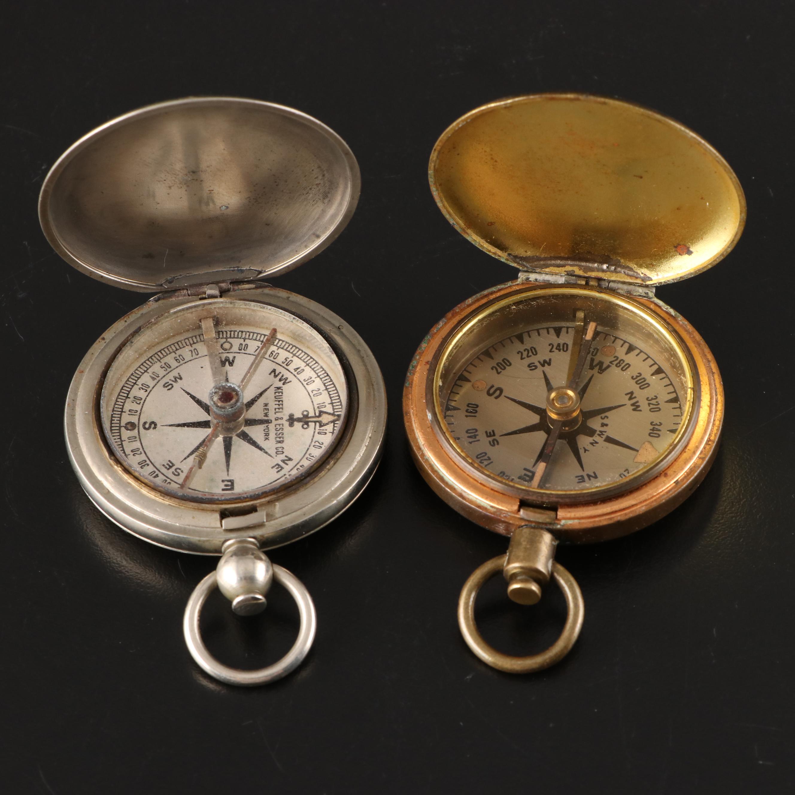 WWII Era Schwab & Wuischpard and Keuffel & Esser Co. Pocket Compasses