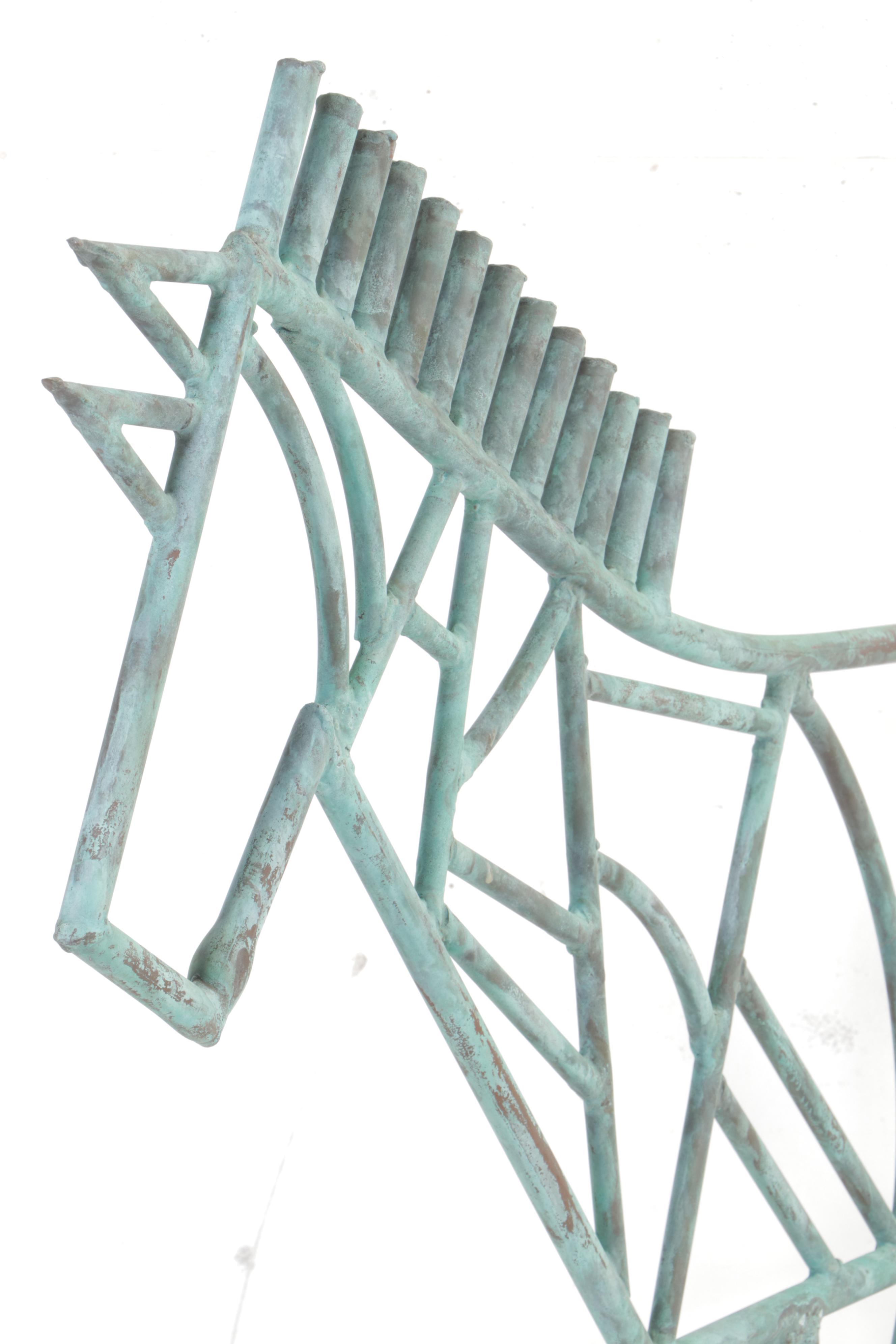 Patinated Metal Horse Garden Sculpture