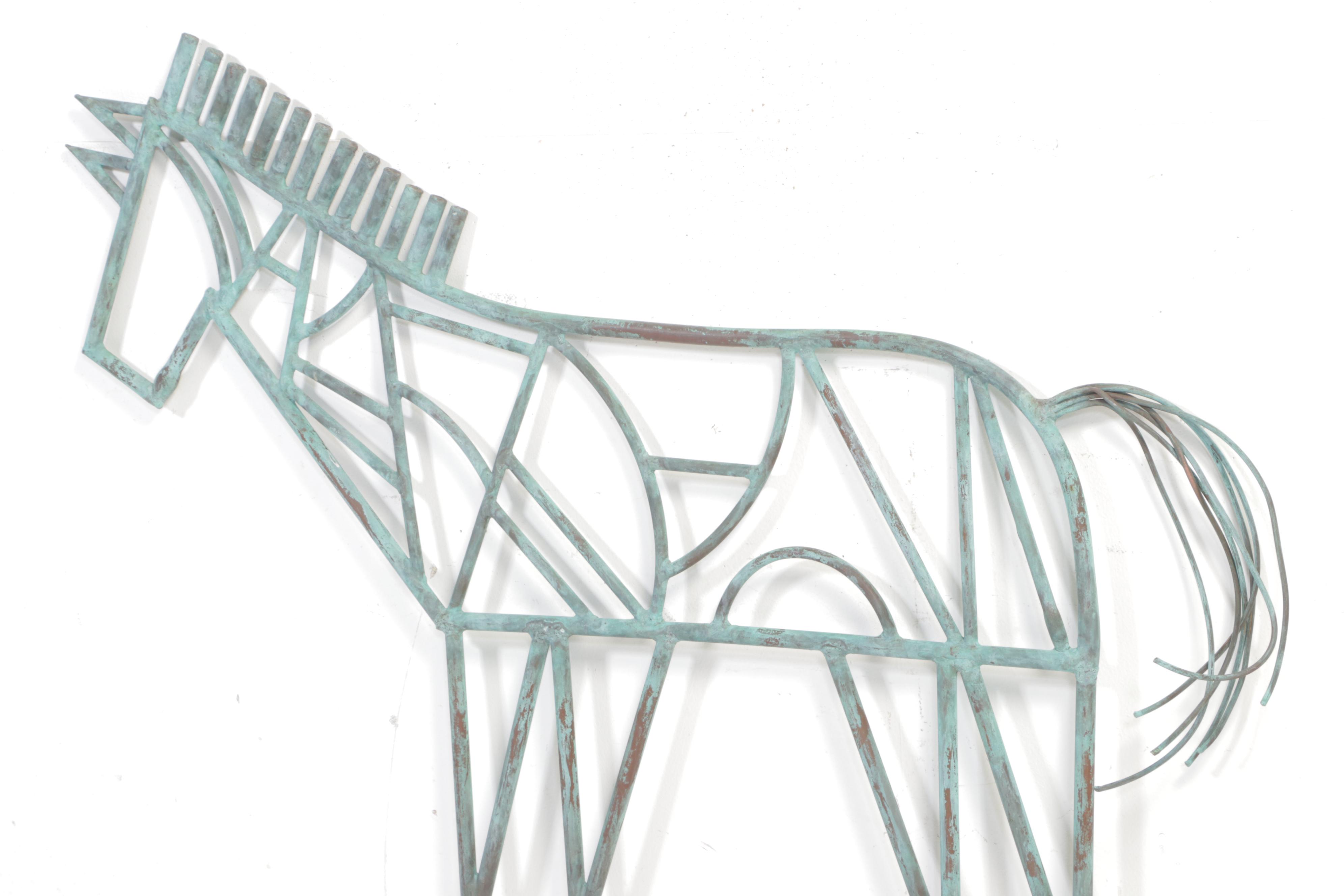 Patinated Metal Horse Garden Sculpture