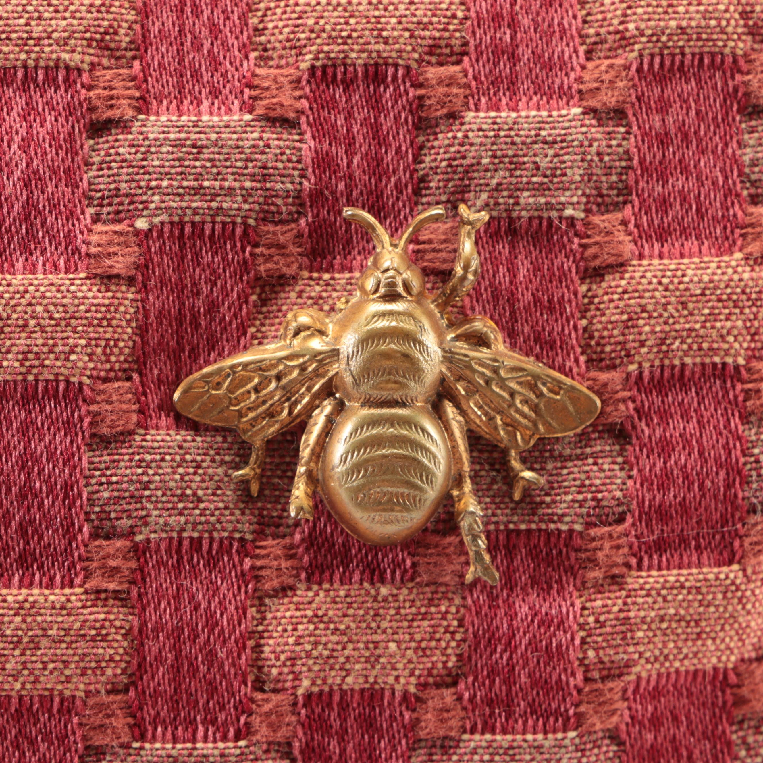 Floral Embroidered Fringed Accent Pillows with Bee Embellished Throw Pillow