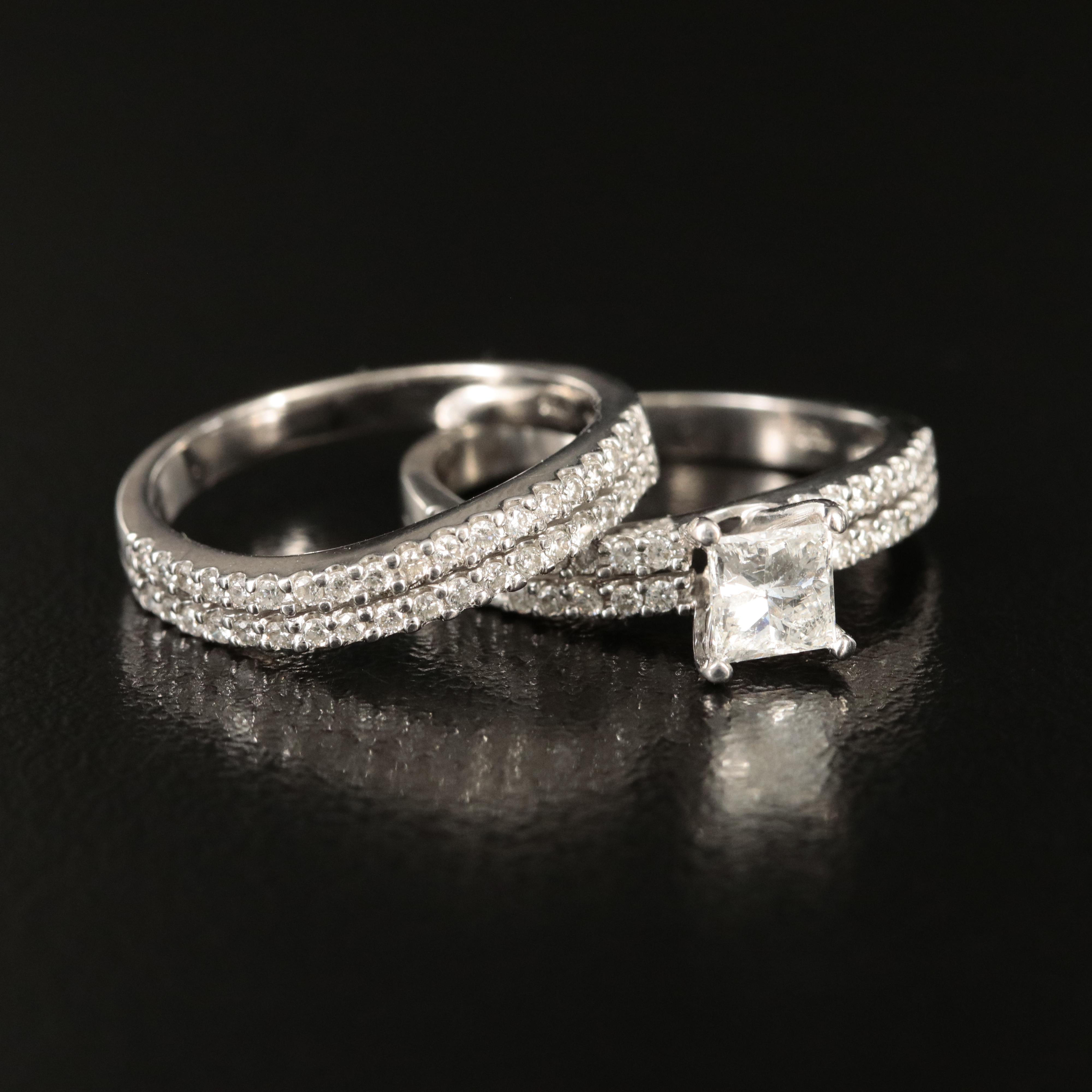 18K 1.02 CTW Diamond Ring and Band Set