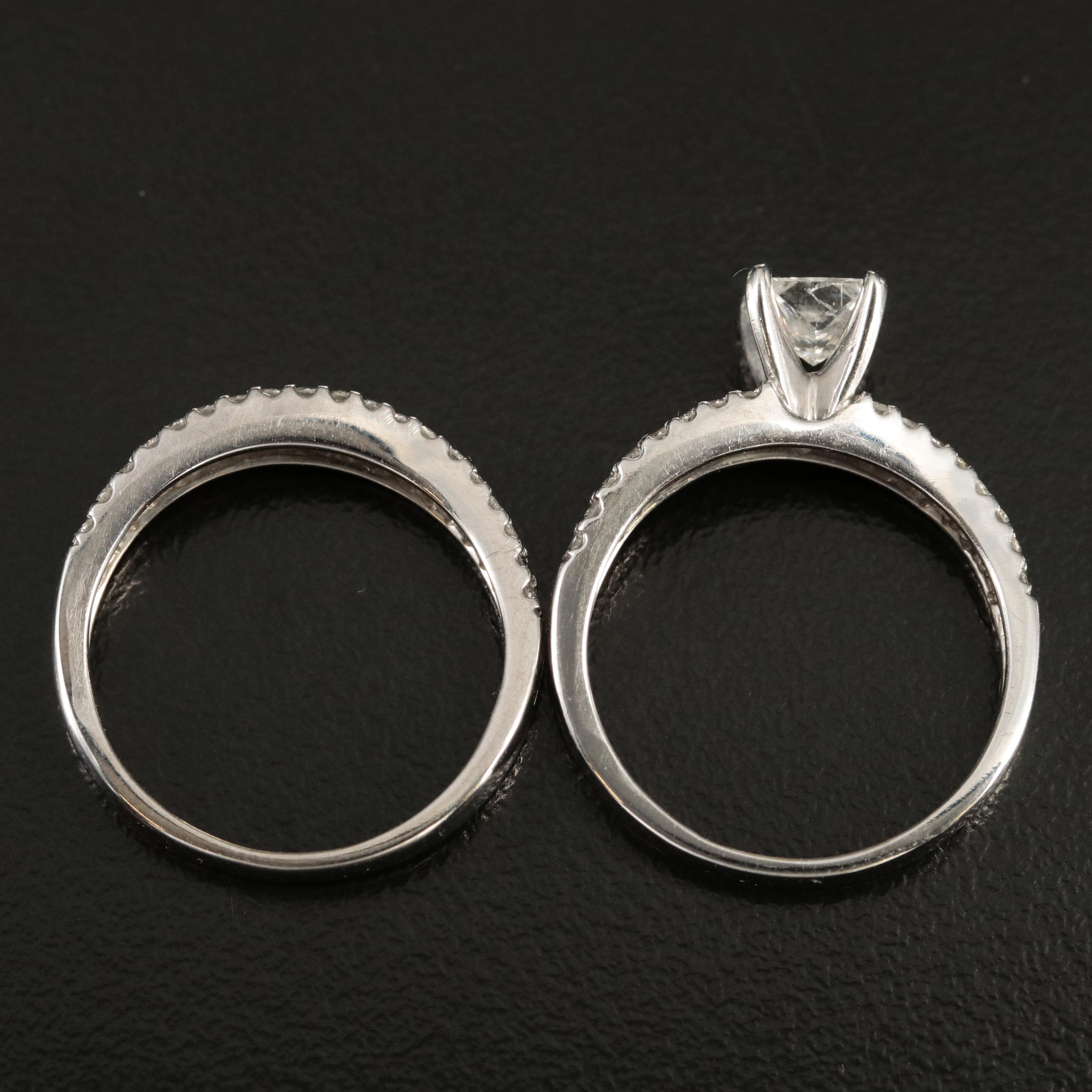 18K 1.02 CTW Diamond Ring and Band Set