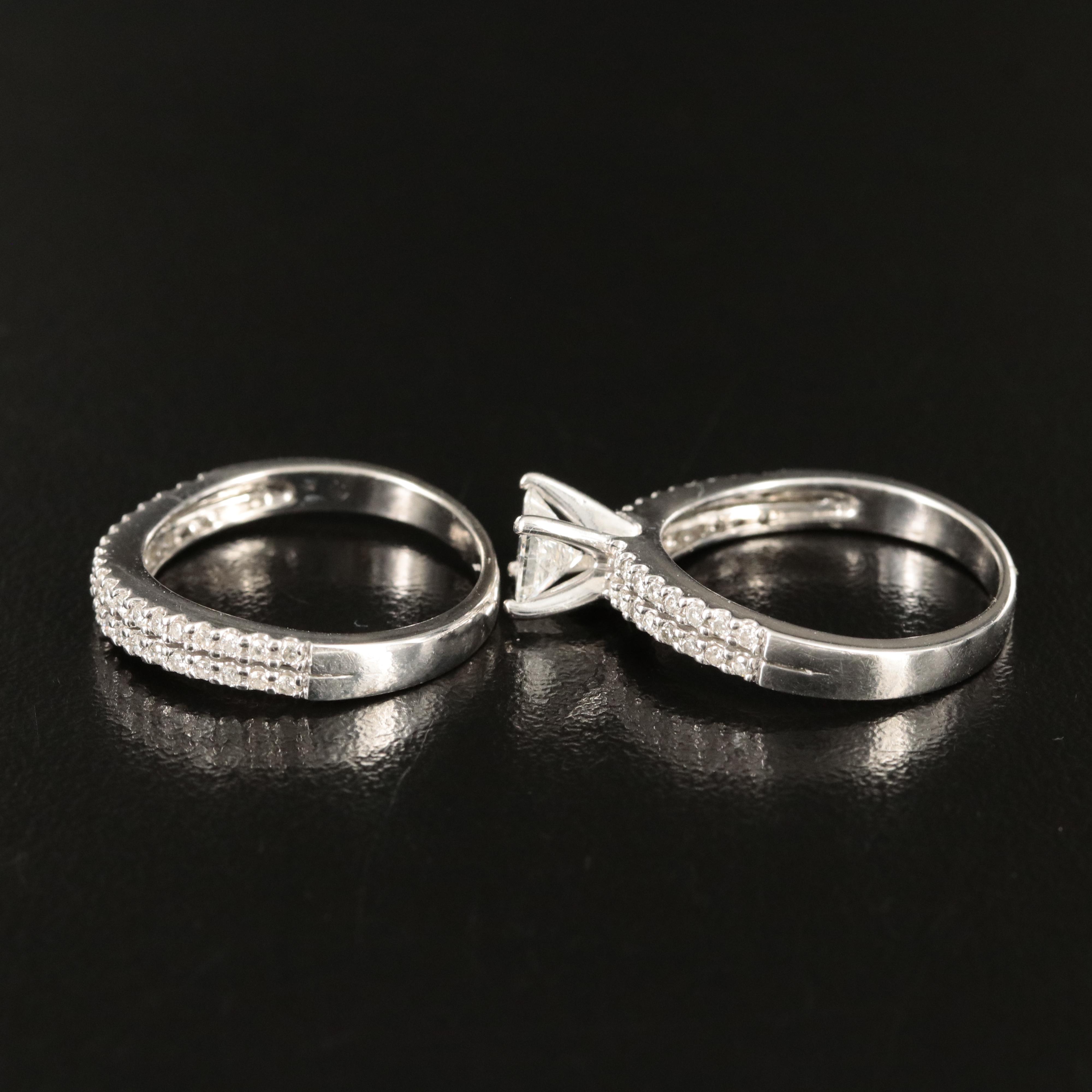 18K 1.02 CTW Diamond Ring and Band Set