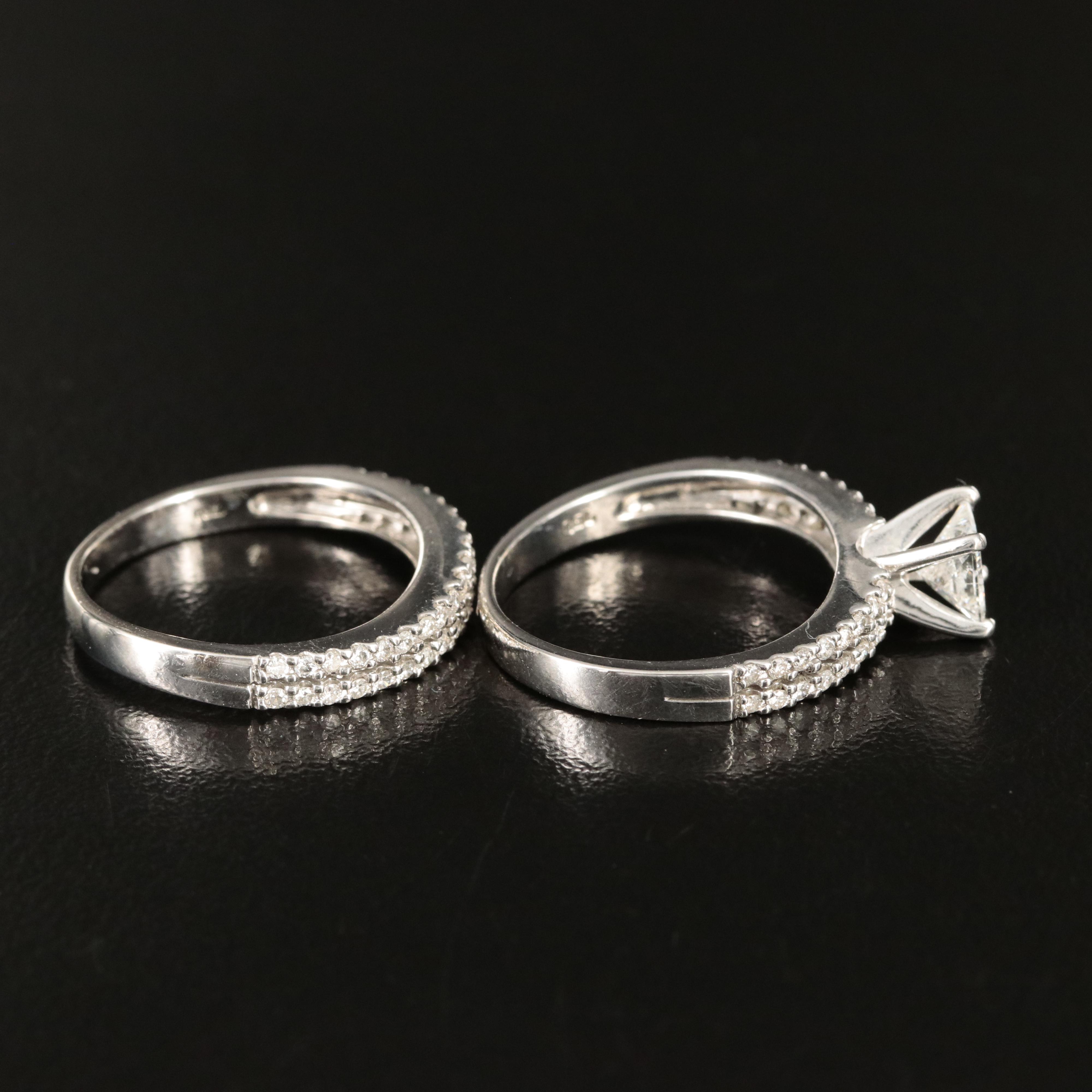 18K 1.02 CTW Diamond Ring and Band Set