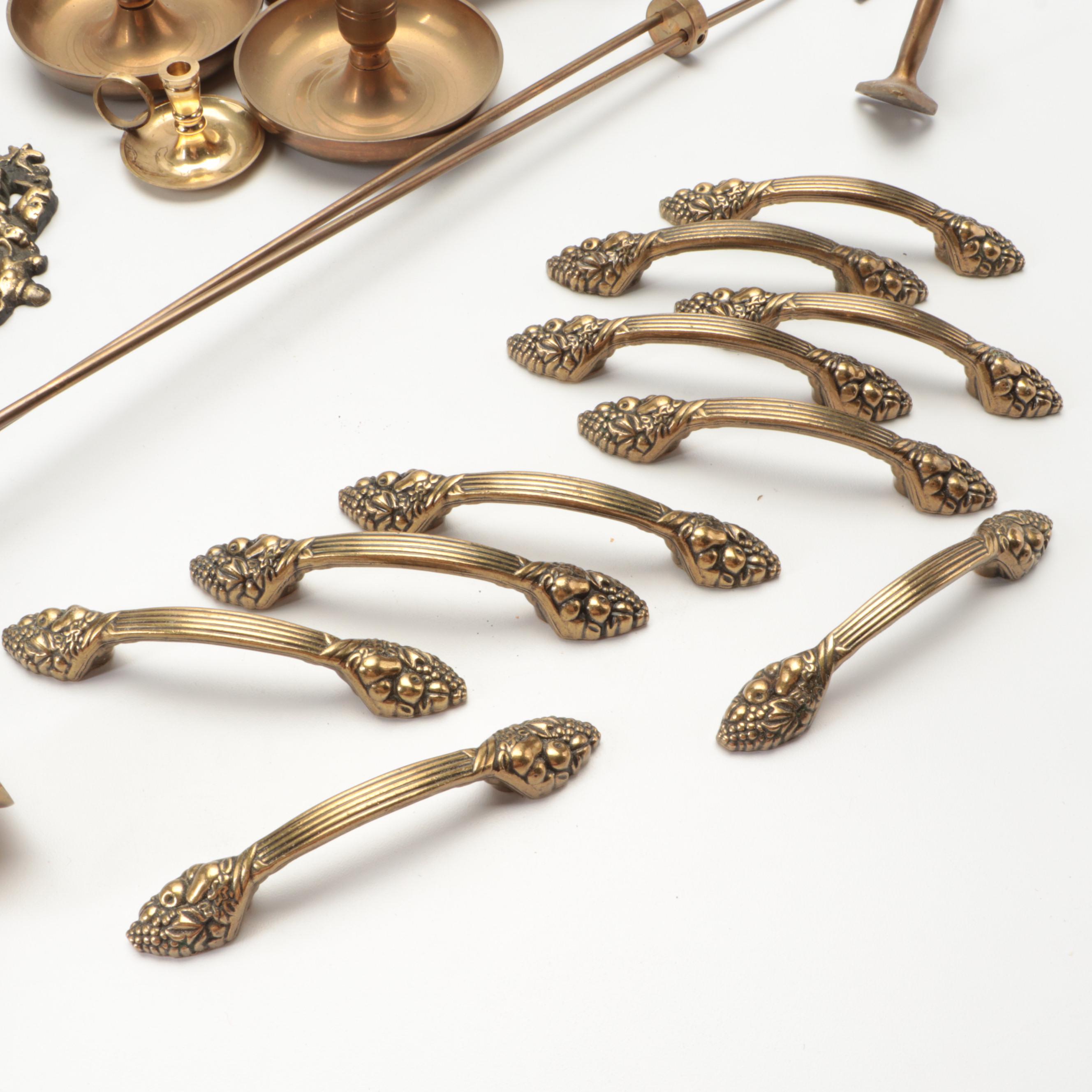 Brass and Brass Plated Candle Holders, Plate Stands, Bells and More Home Décor