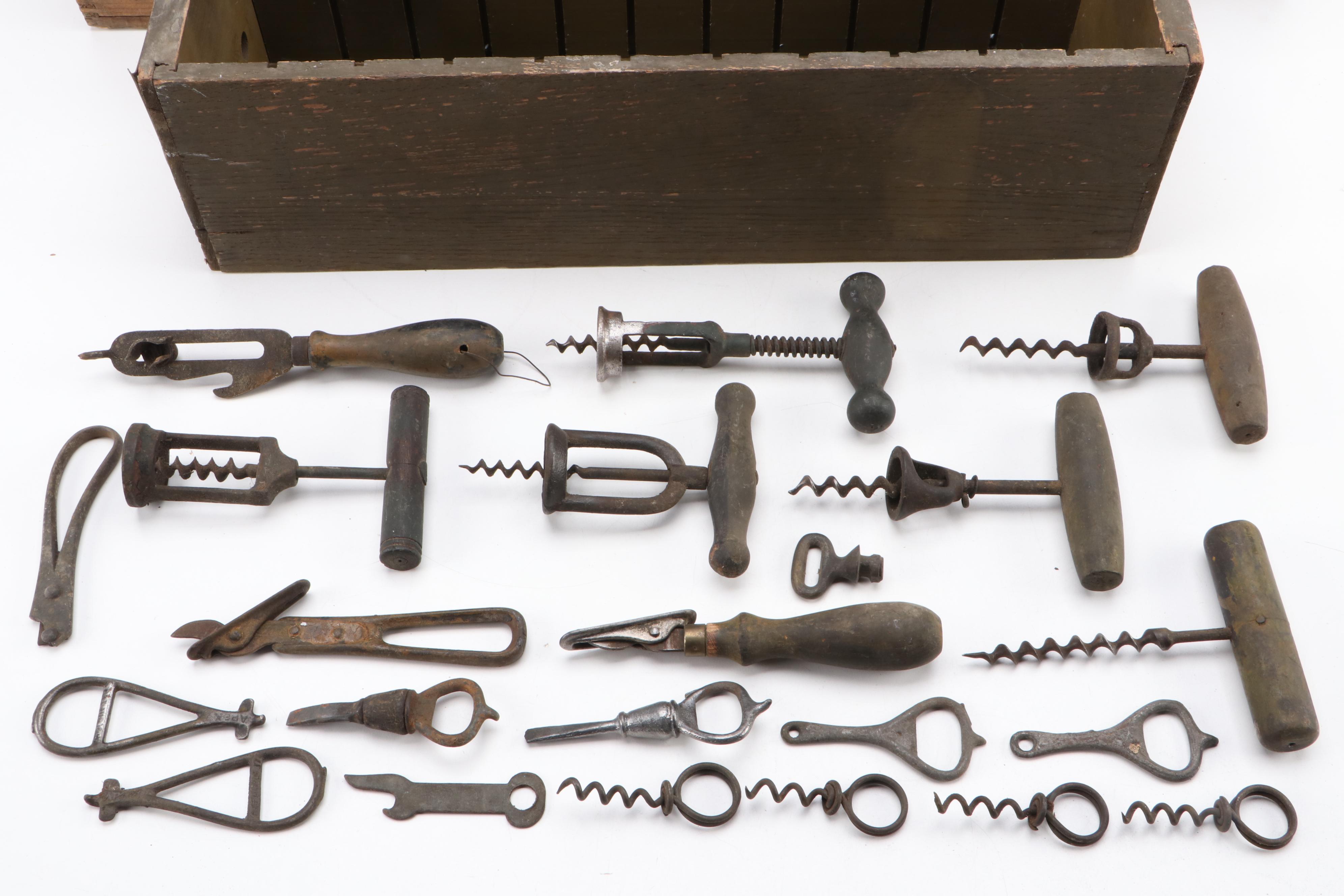 Shankin Mfg "Storm King" Smudge Pot with Wood Boxes, Metal Bar Tools and Others