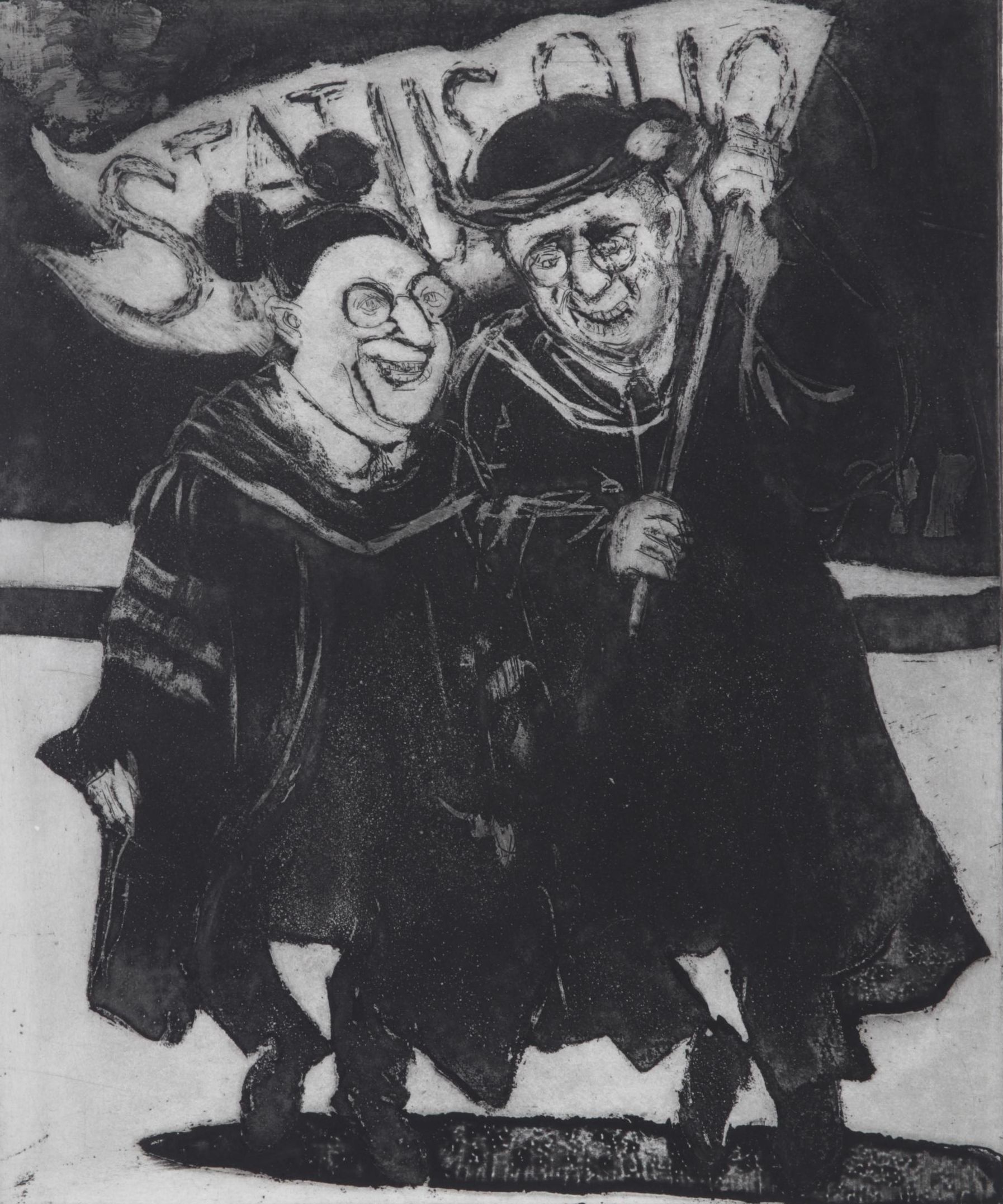 Sidney Chafetz Etching With Aquatint "To the Barricades," 1969