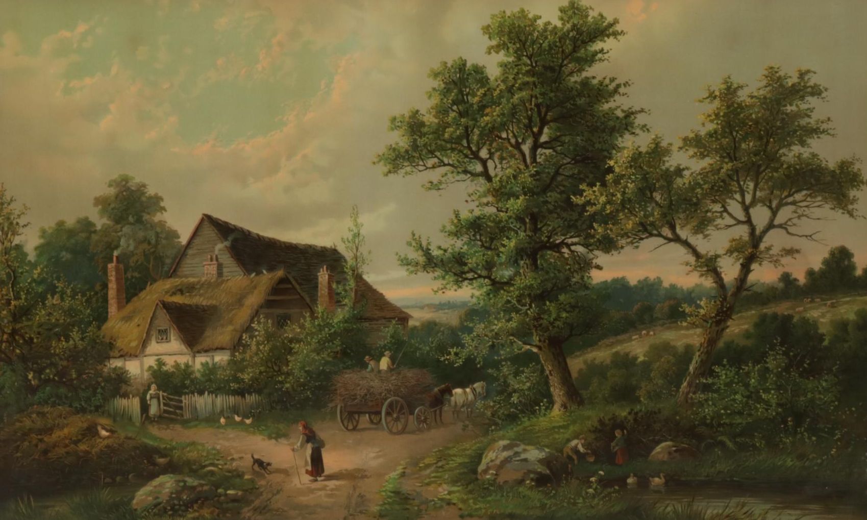 Landscape Color Lithograph, Early 20th Century