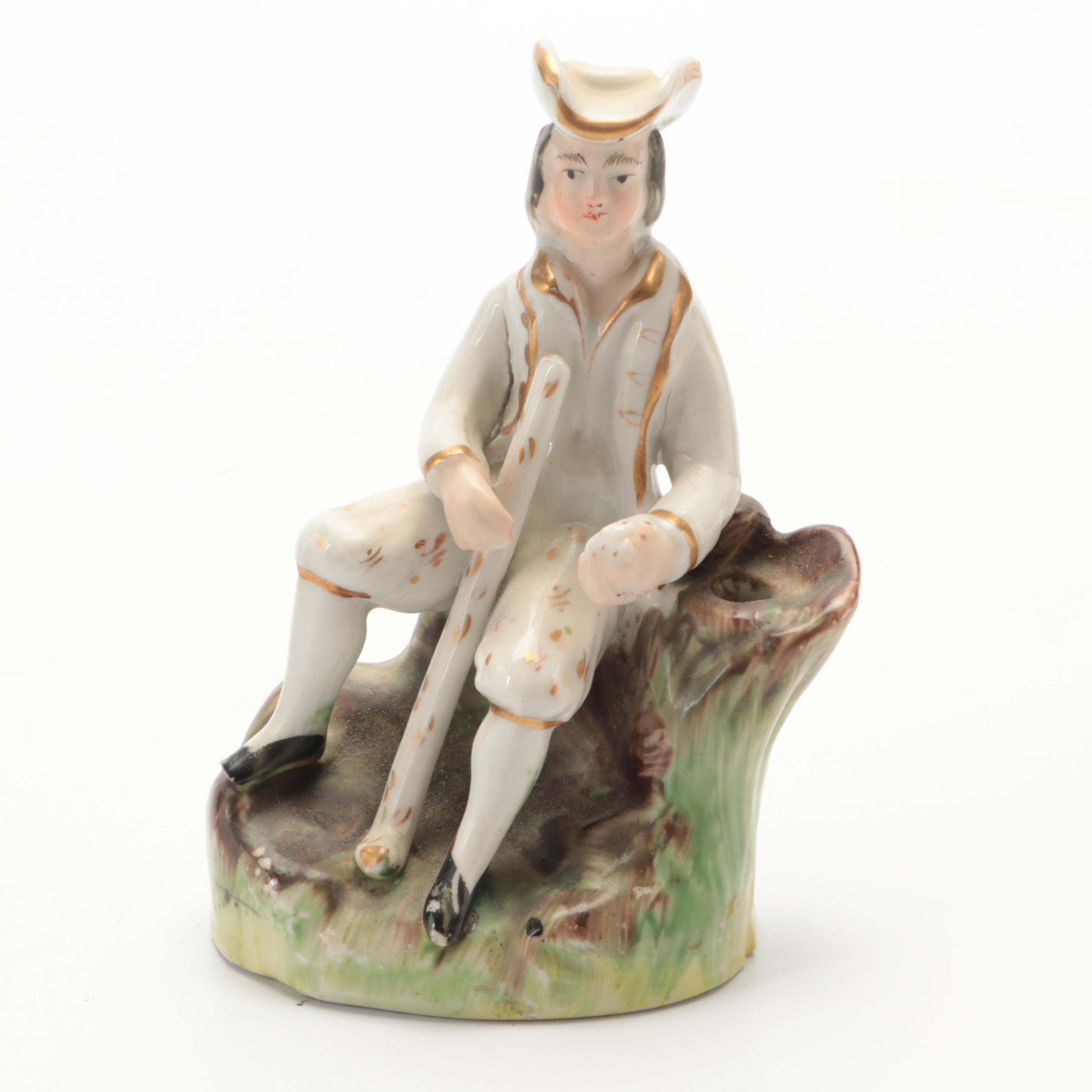 Staffordshire Greyhound and Gentleman Pen Holders with Other Dog Spill Vase