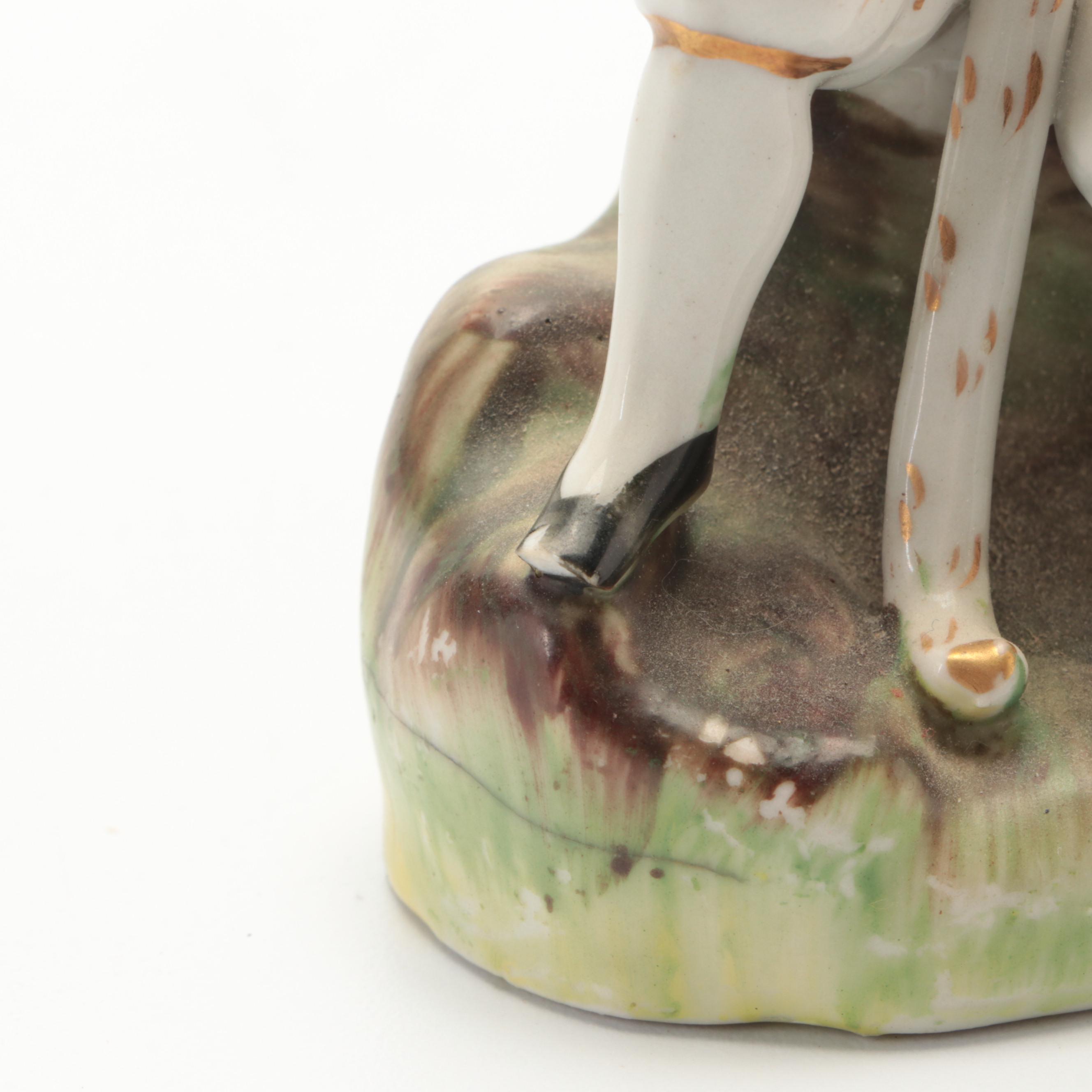 Staffordshire Greyhound and Gentleman Pen Holders with Other Dog Spill Vase