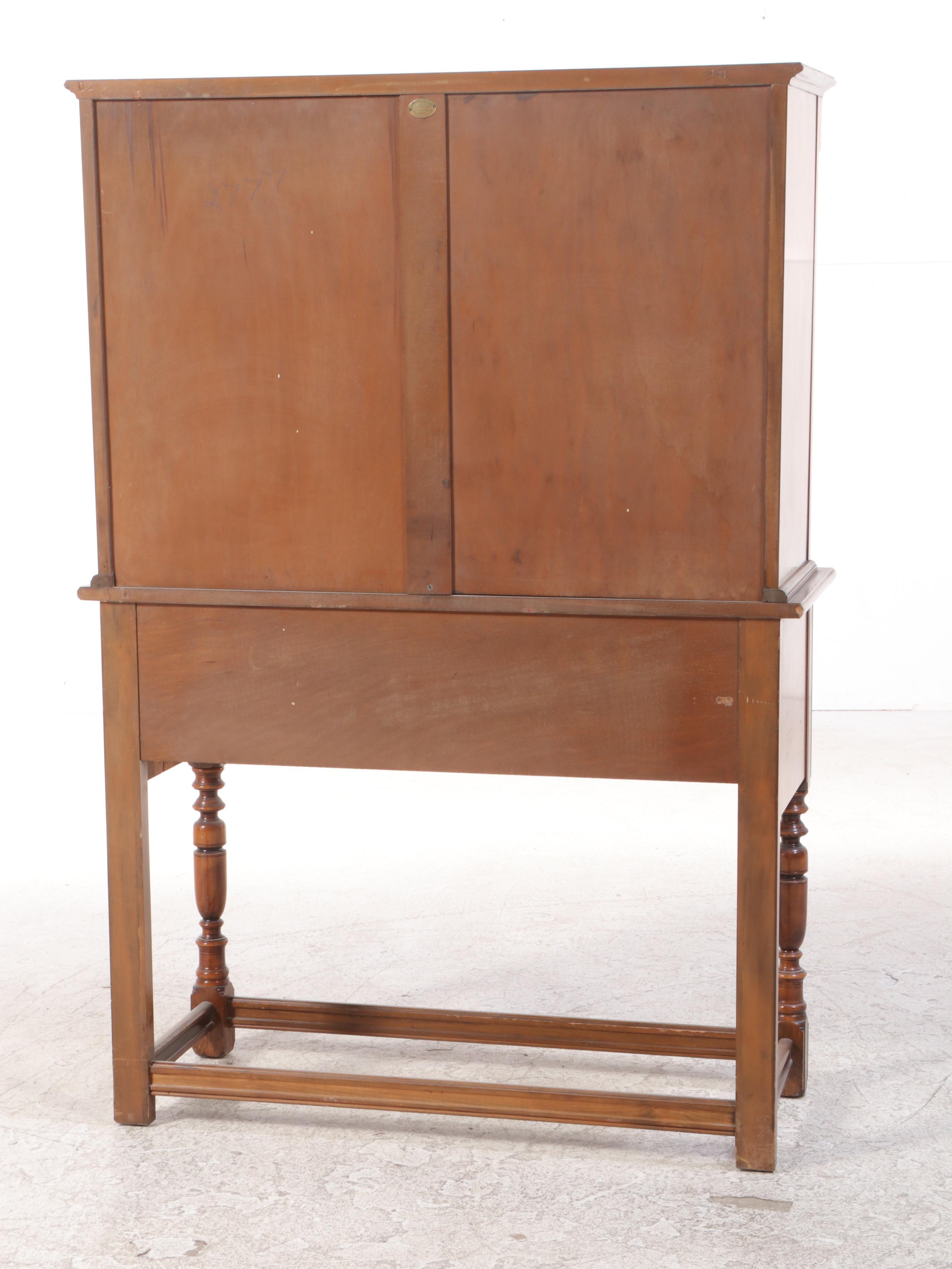 Berkey & Gay Jacobean Revival Multi-Tone Birch Cabinet-on-Stand