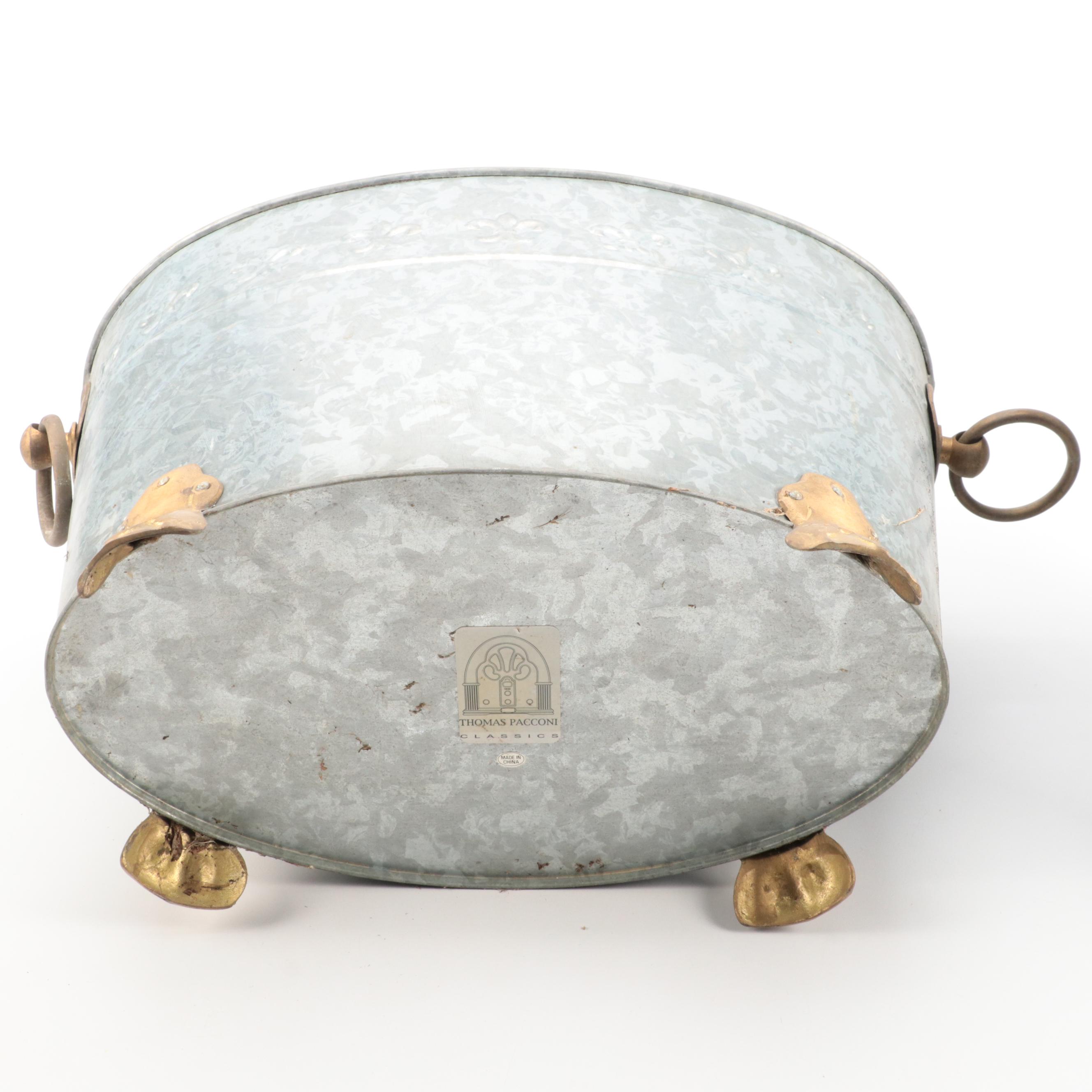 Thomas Pacconi Galvanized Metal Footed Planter With Watering Can