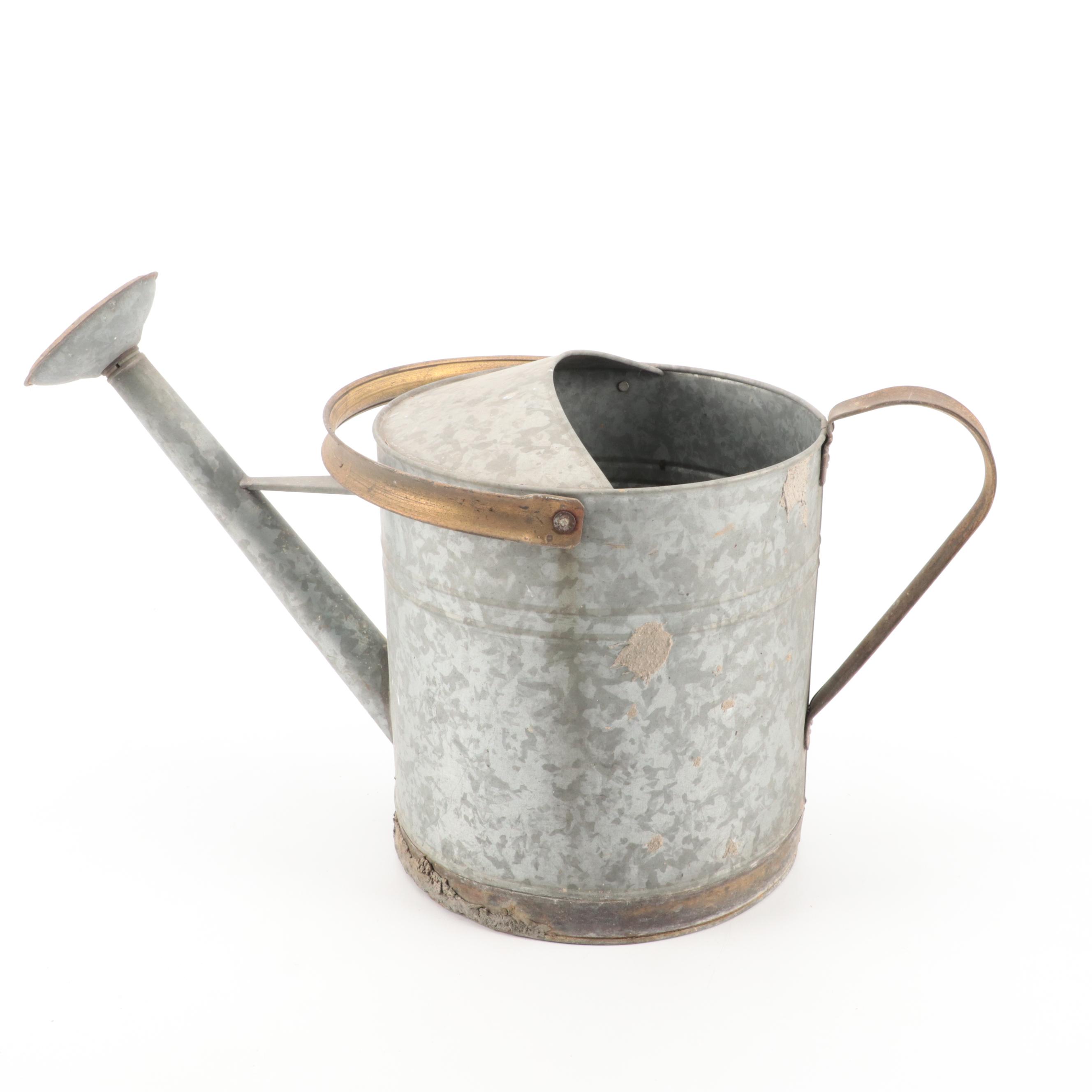 Thomas Pacconi Galvanized Metal Footed Planter With Watering Can