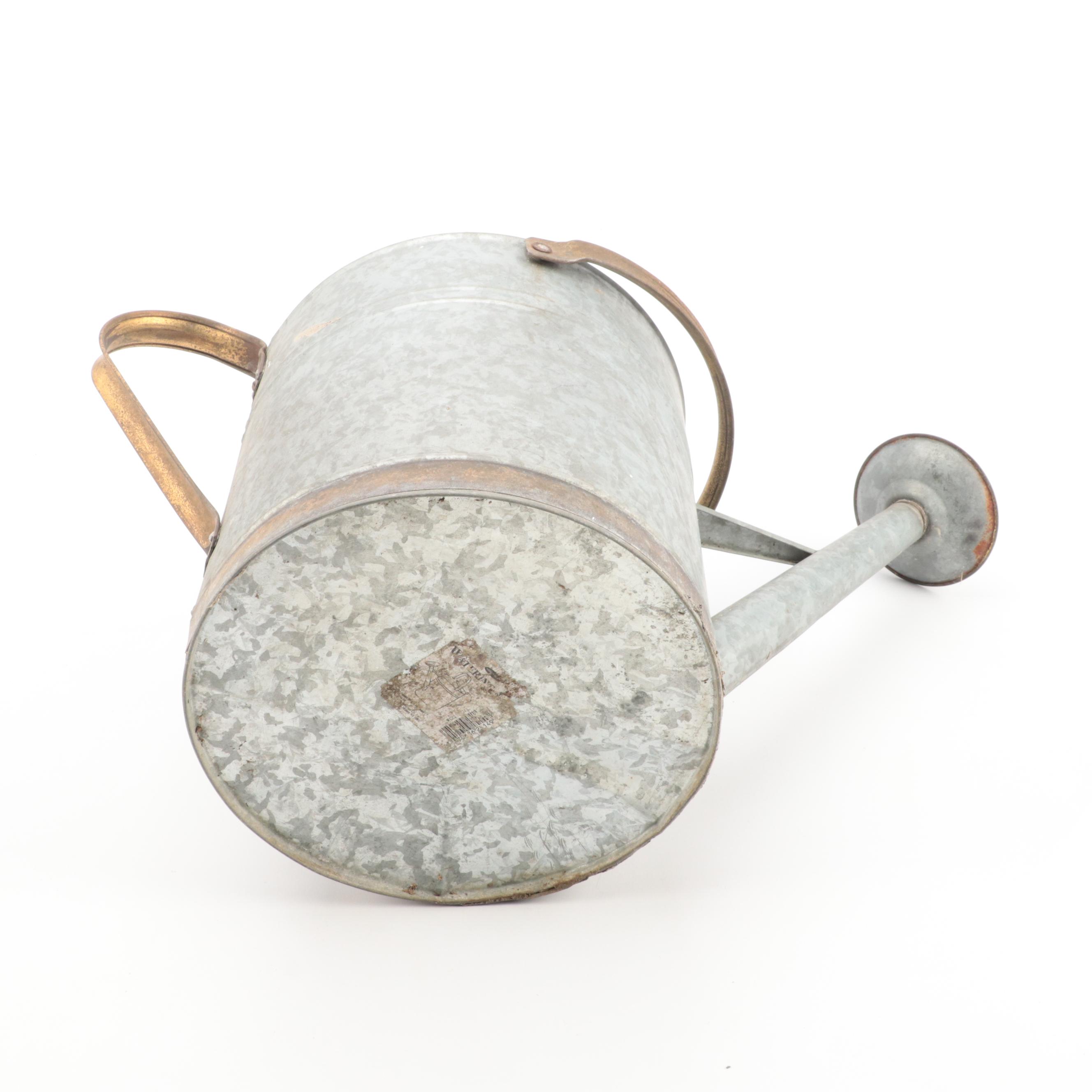 Thomas Pacconi Galvanized Metal Footed Planter With Watering Can